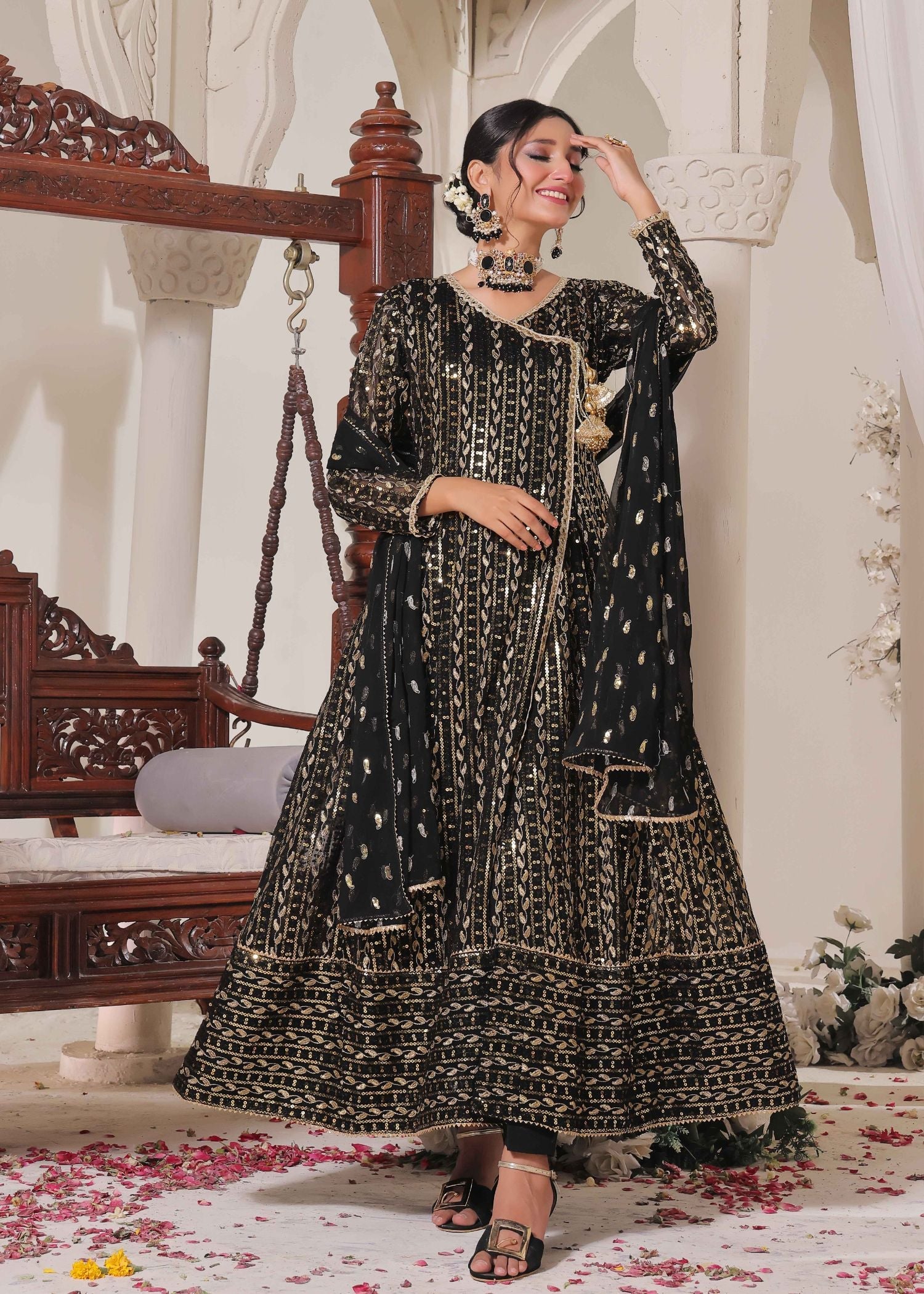 Ayesha Closet ReshamJet Black Women 3pcs