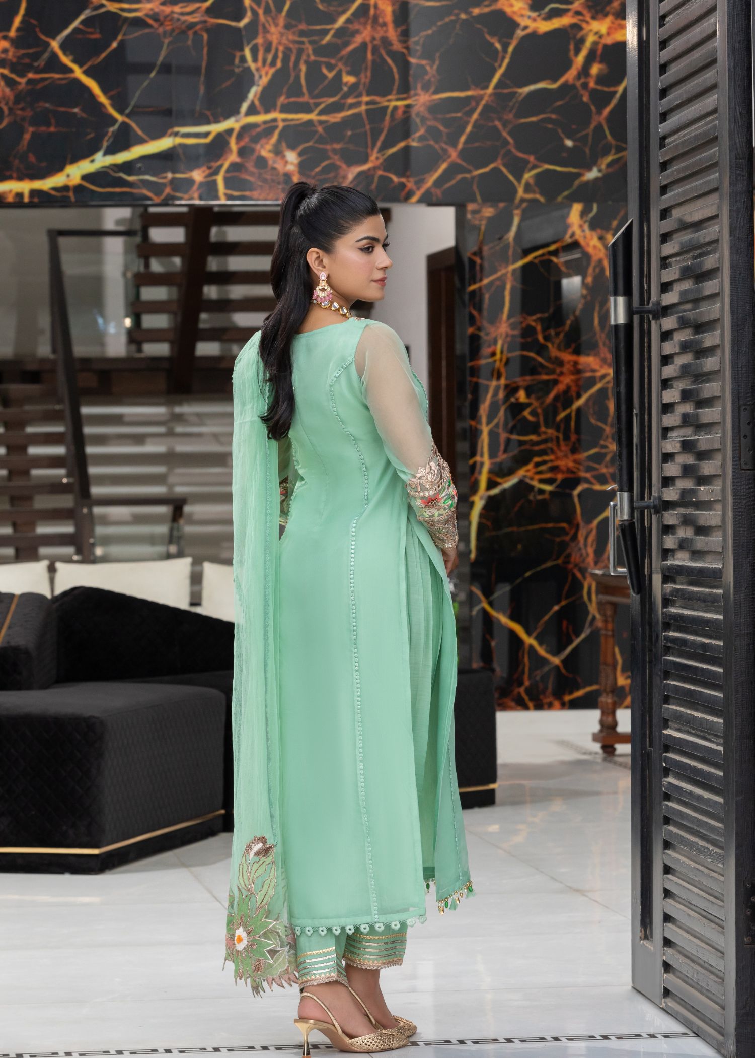 Khuda Baksh Creations M 106 Mint Green Women 4pcs
