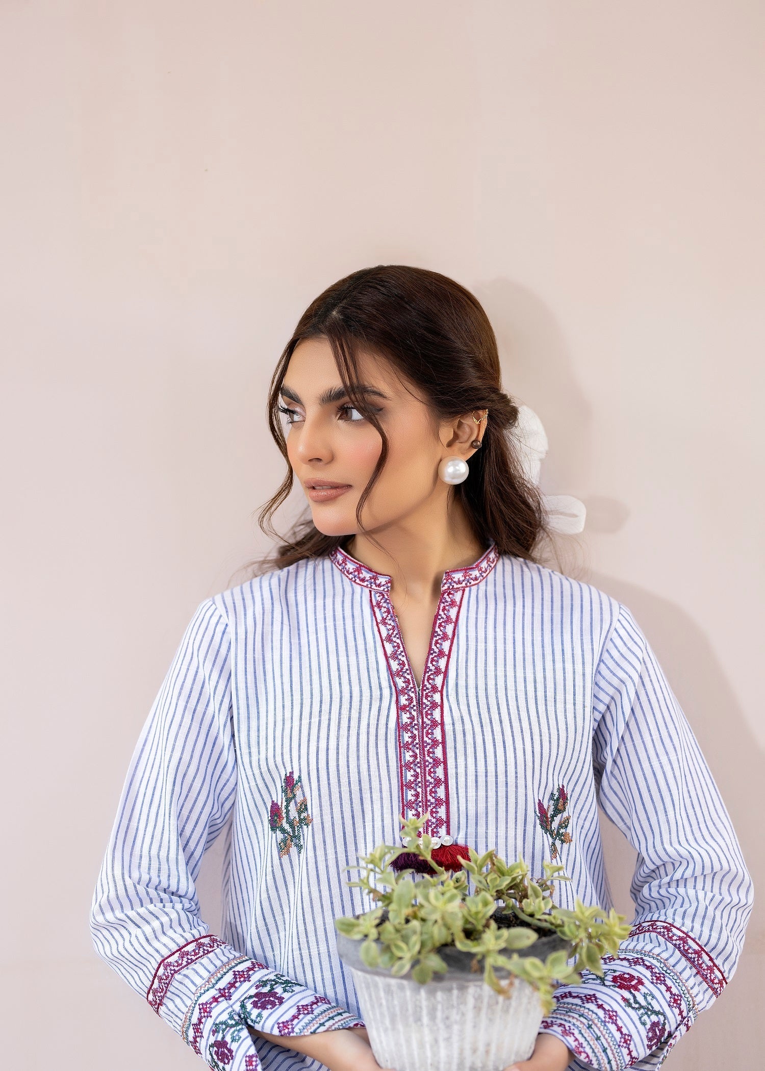 La Rosaa LSS 24 07 Blue Stripes Women 2pcs