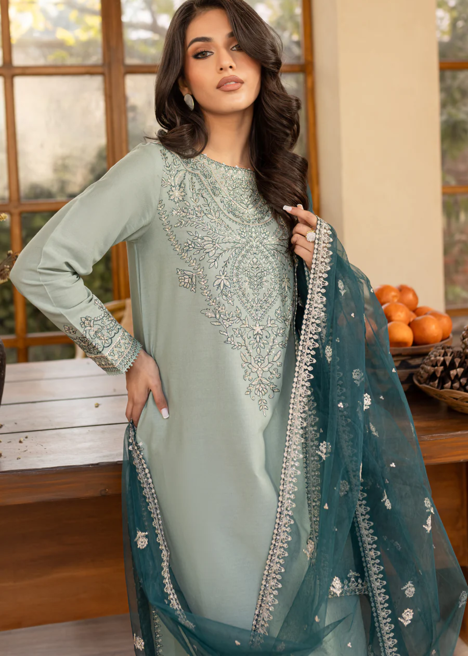 The Turkish Wear EMBROIDERED DUPATTA Women 1pcs