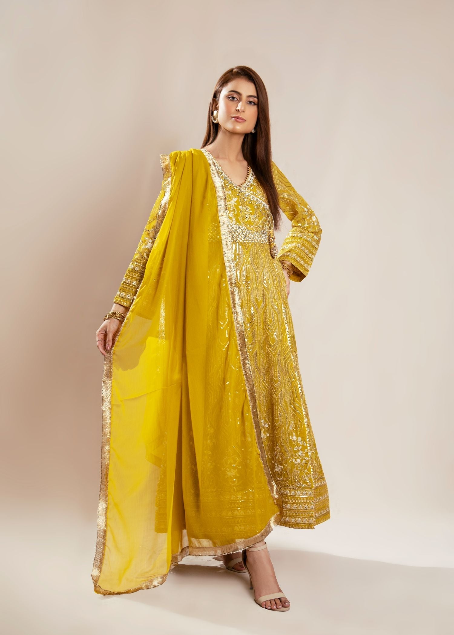 Manahils Angrakha 105 Mustard Women 3pcs