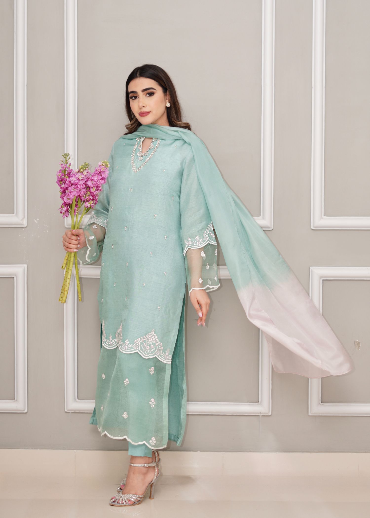 Hues Atelier Pale Green Fit Women 3pcs