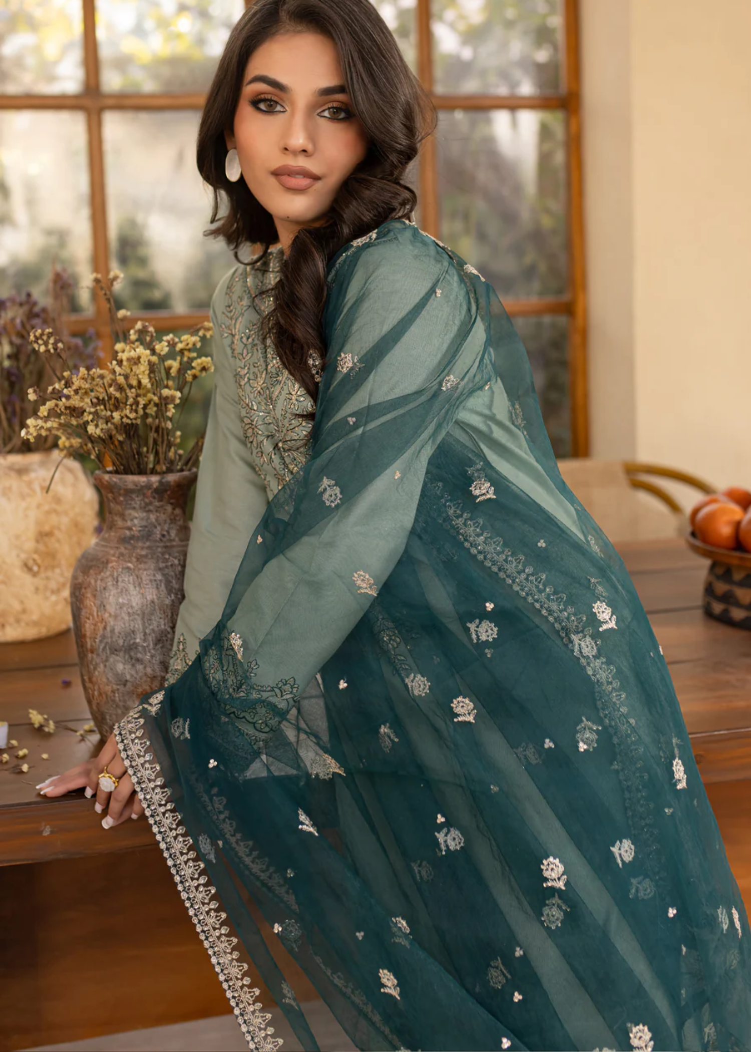 The Turkish Wear EMBROIDERED DUPATTA Women 1pcs