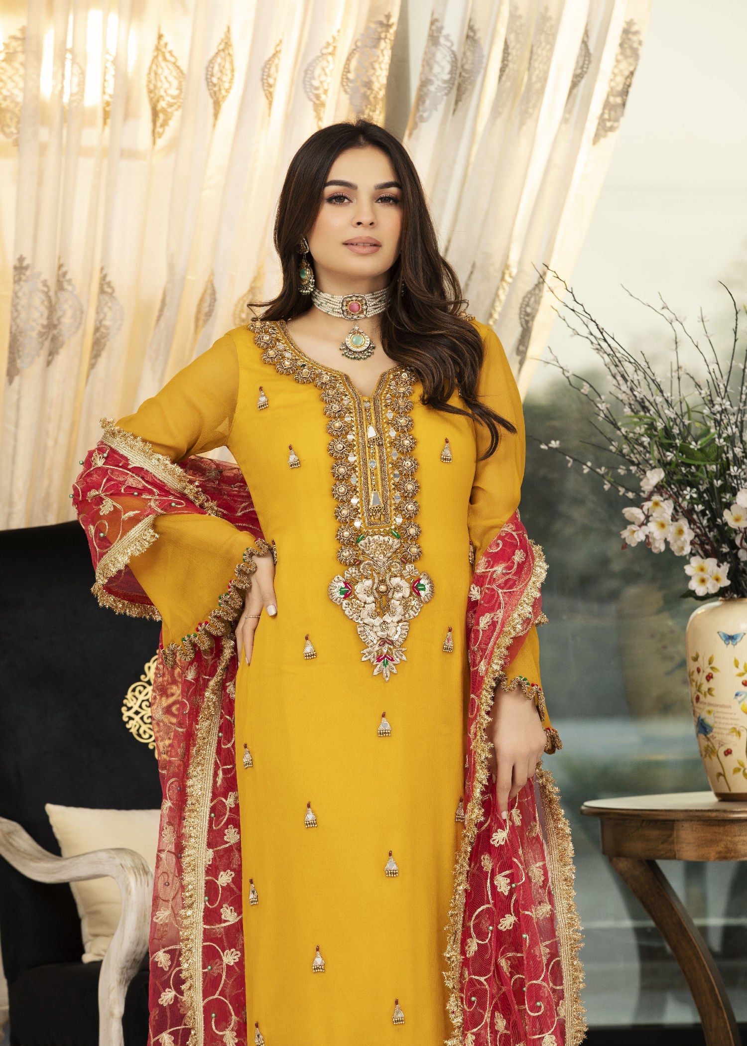 Khuda Baksh Creations Z 296 Mustard Women 4pcs
