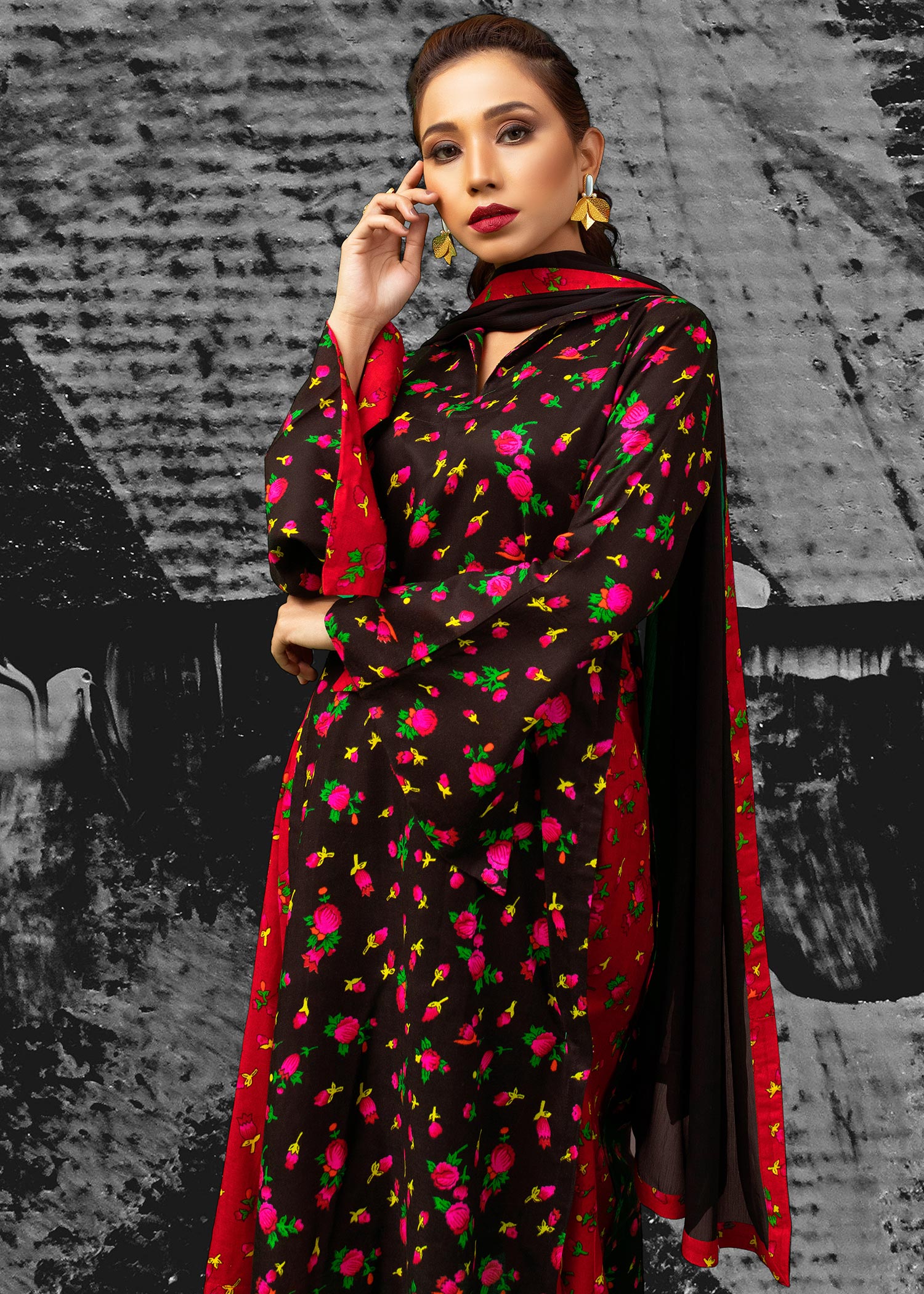 Nuqsh Pret Fiery Black NRN 006 Women 3pcs