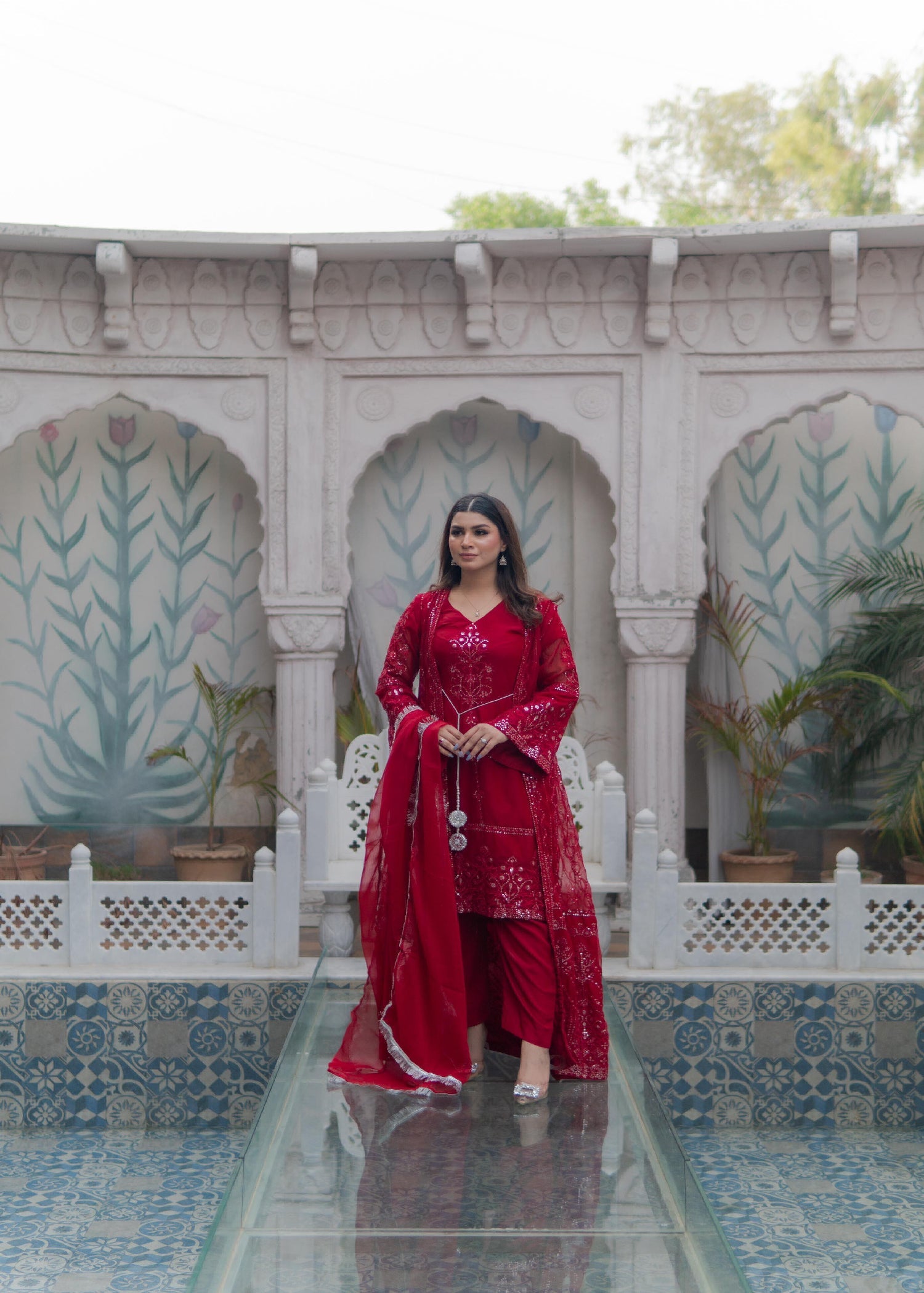 Rangoon Clothing Tajdar Red Women 4pcs