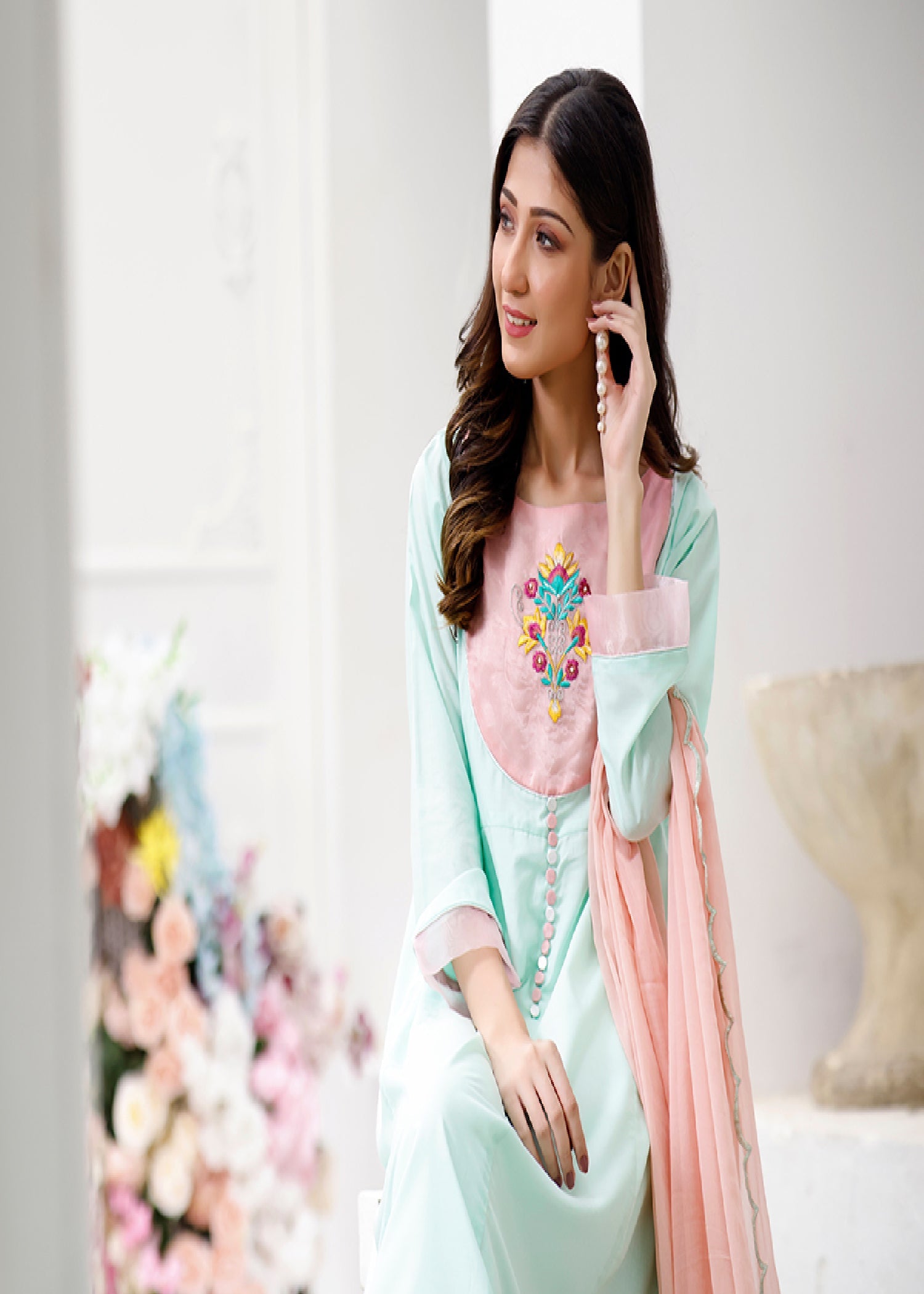 Kumash Textiles Floral (Top+Dupatta) Women 2pcs