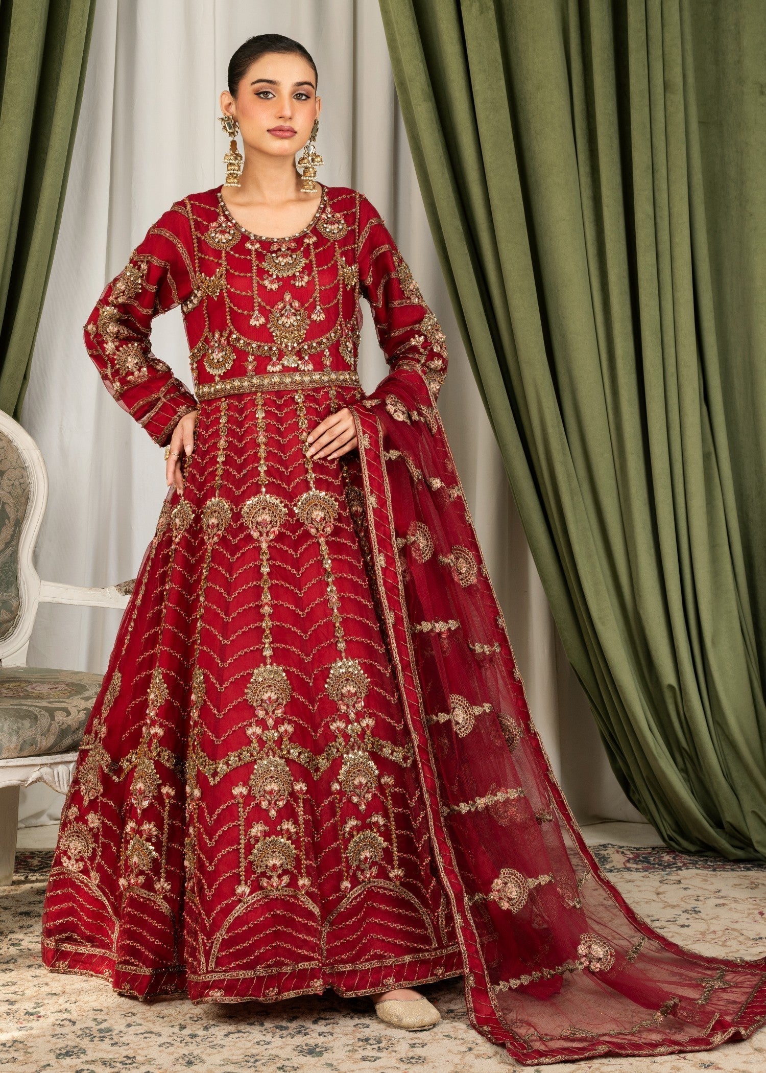 Alliyas_By_Farooqkhalid A 278 Red Women 3pcs