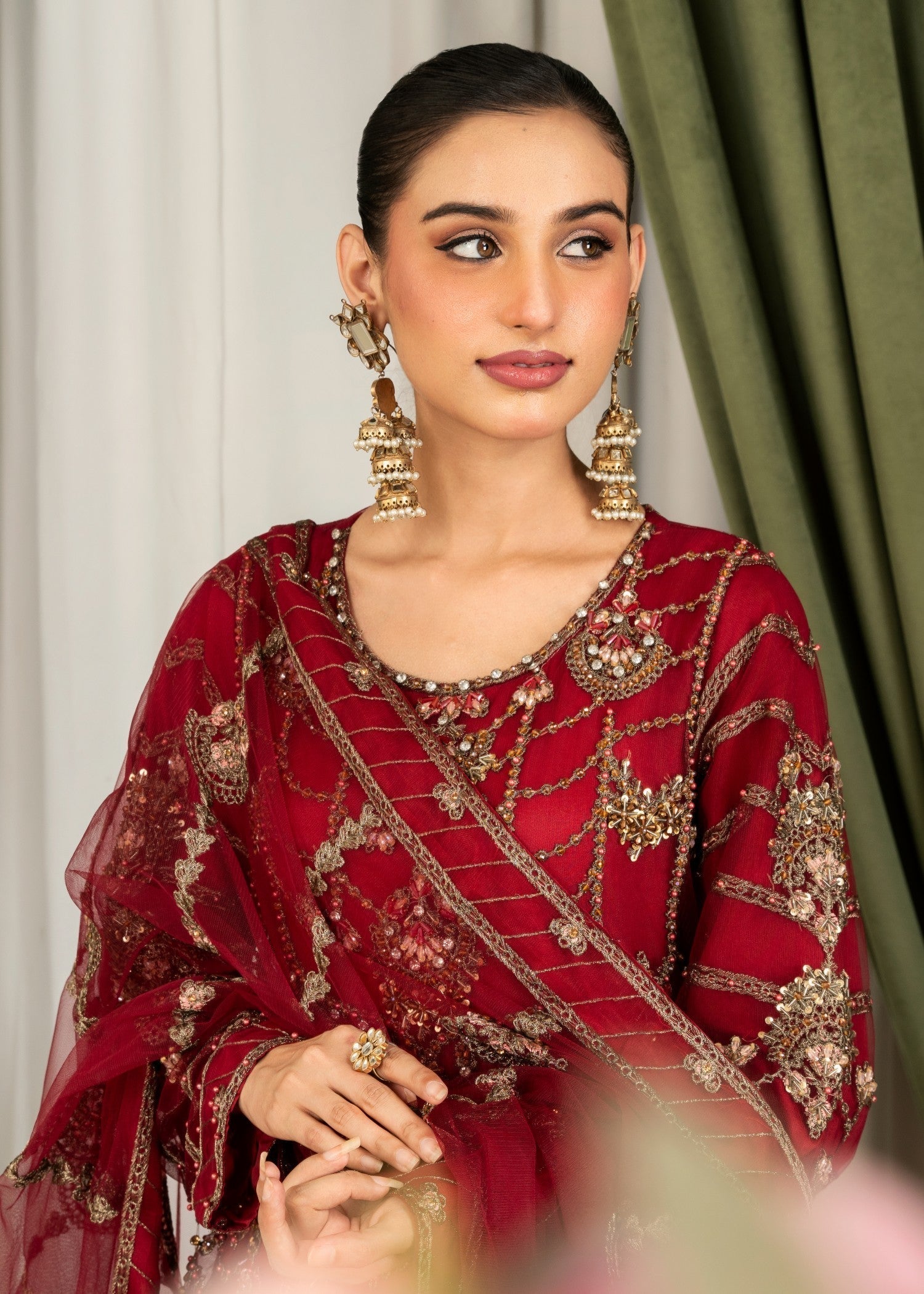 Alliyas_By_Farooqkhalid A 278 Red Women 3pcs