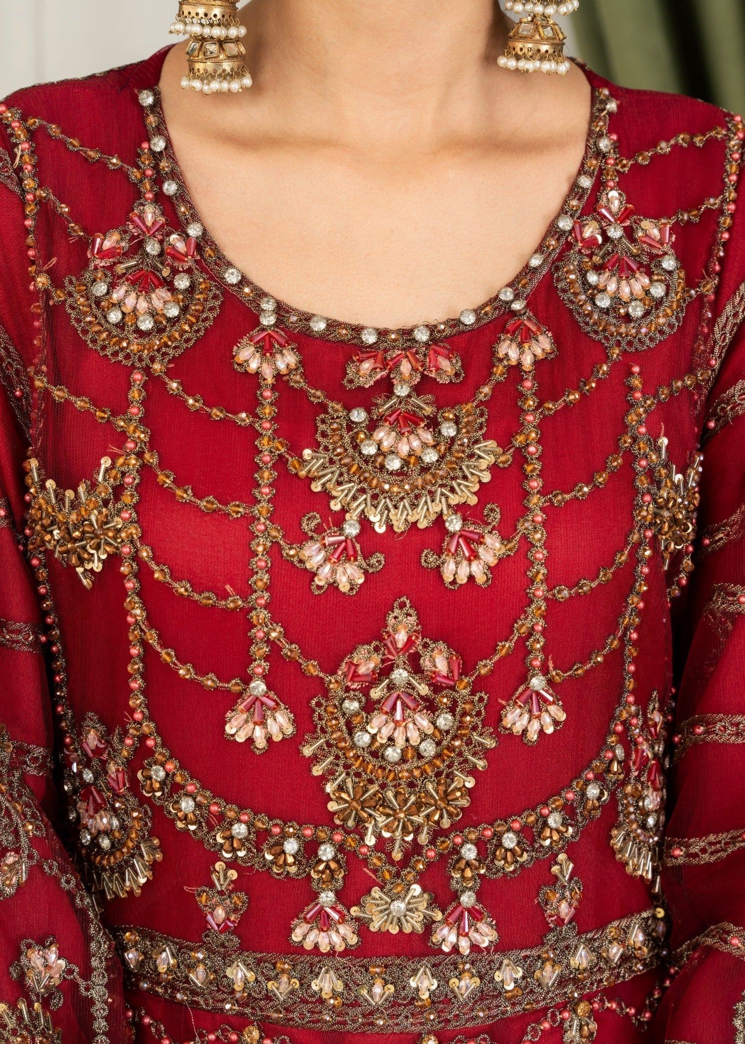 Alliyas_By_Farooqkhalid A 278 Red Women 3pcs