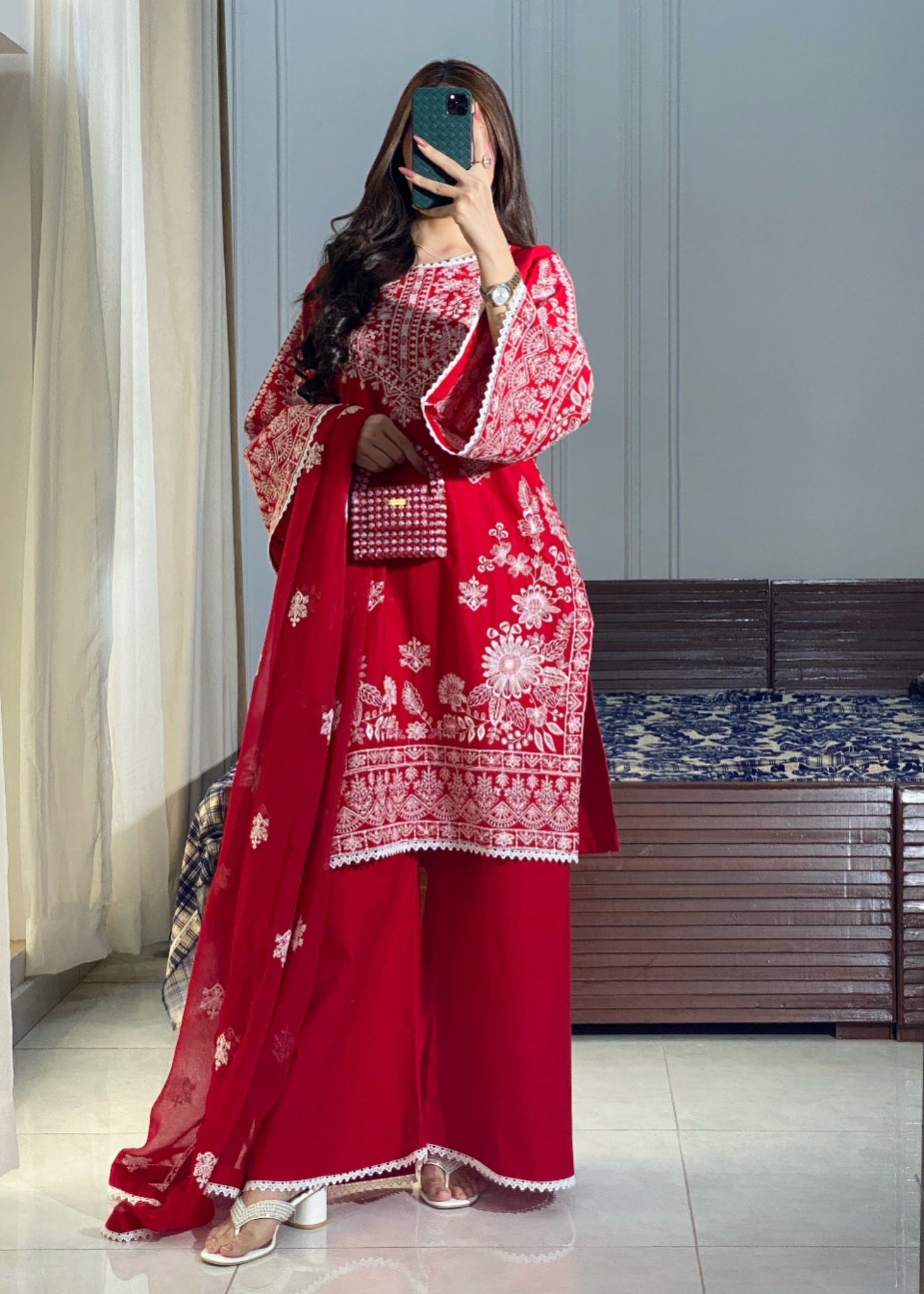 Ayesha B red (lamia) Women 3pcs