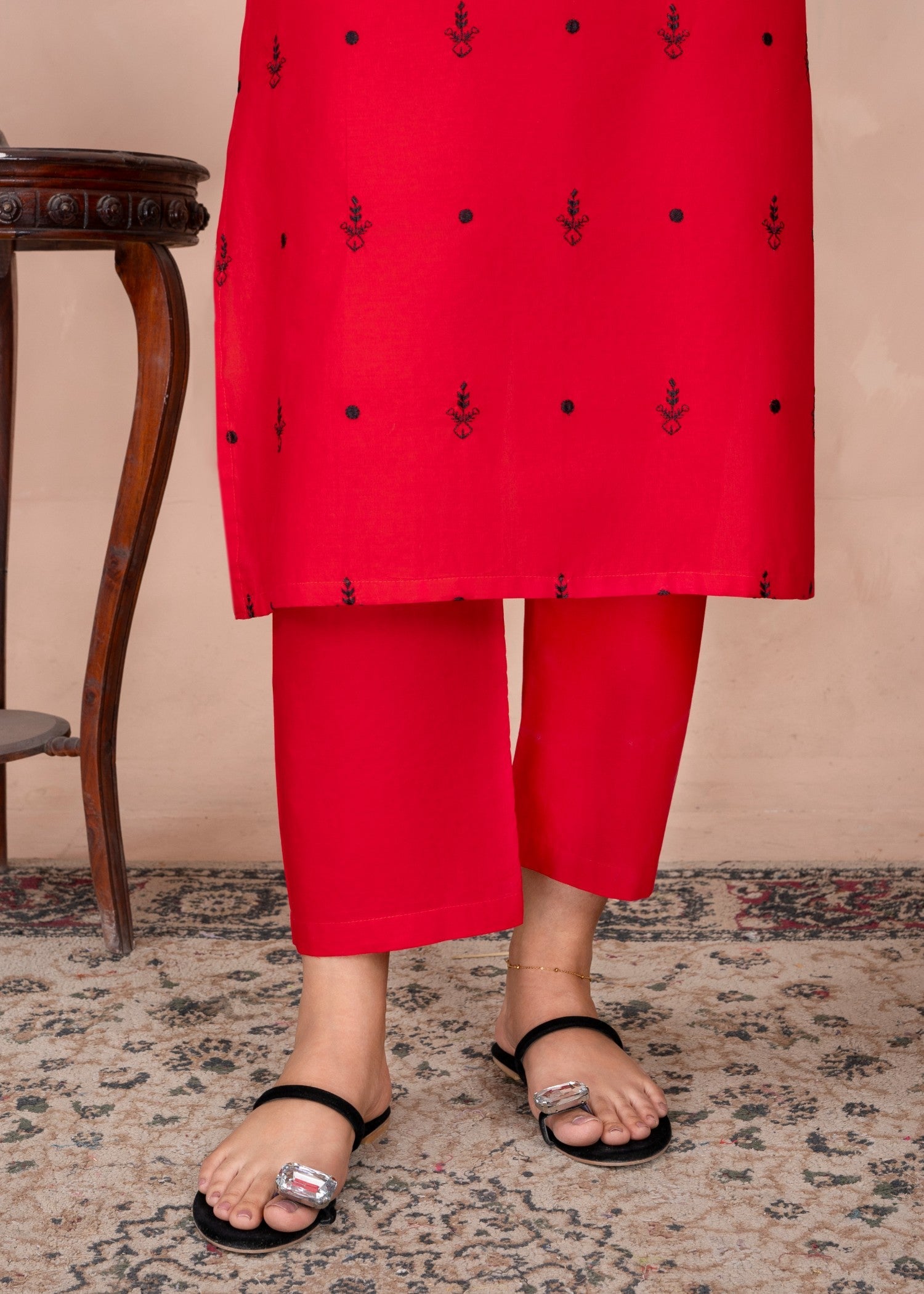 Abeera Timeless Charm – Embroidered Cotton Long Shirt Ensemble (Art No. AB 042) Women 2pcs