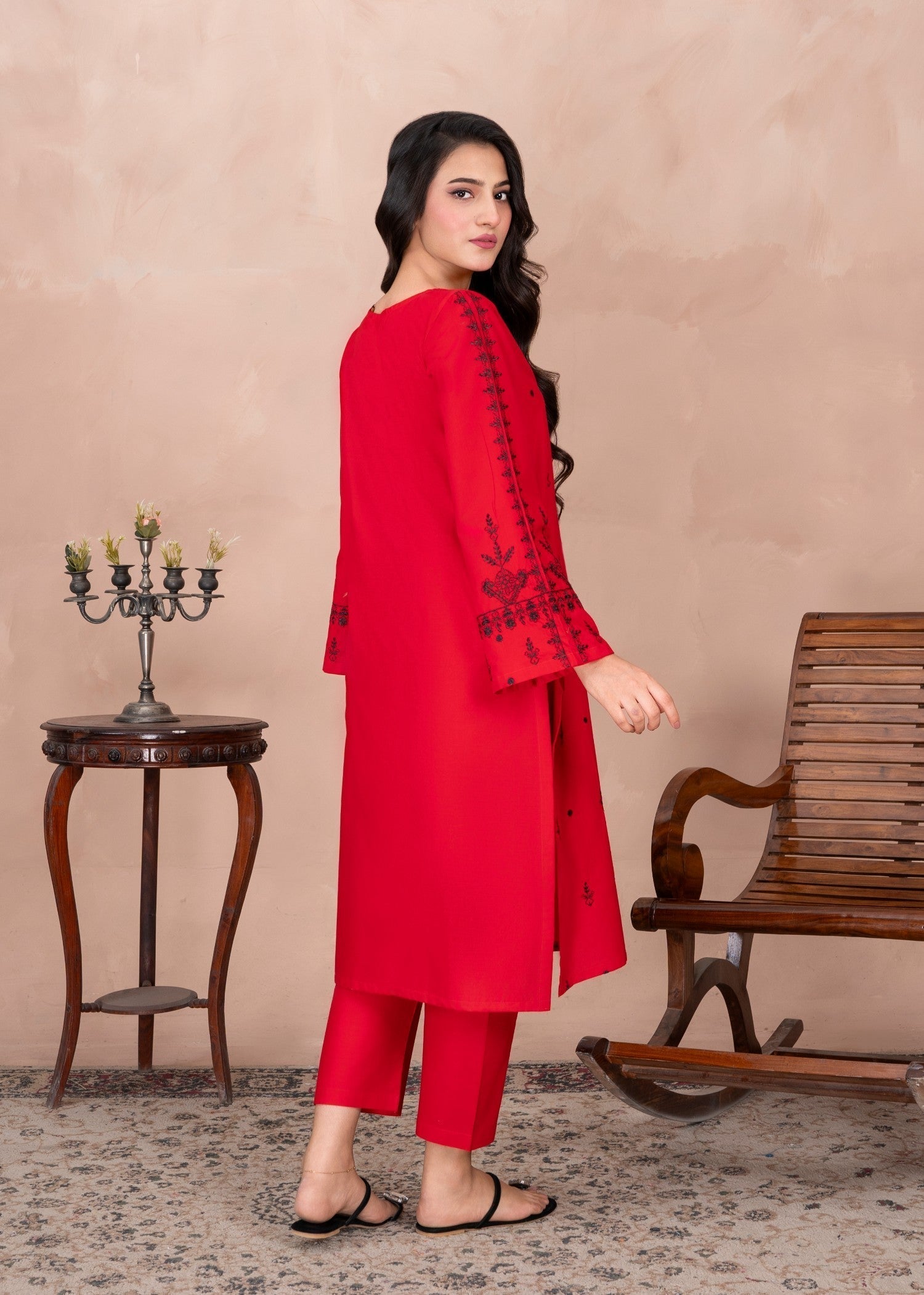 Abeera Timeless Charm – Embroidered Cotton Long Shirt Ensemble (Art No. AB 042) Women 2pcs