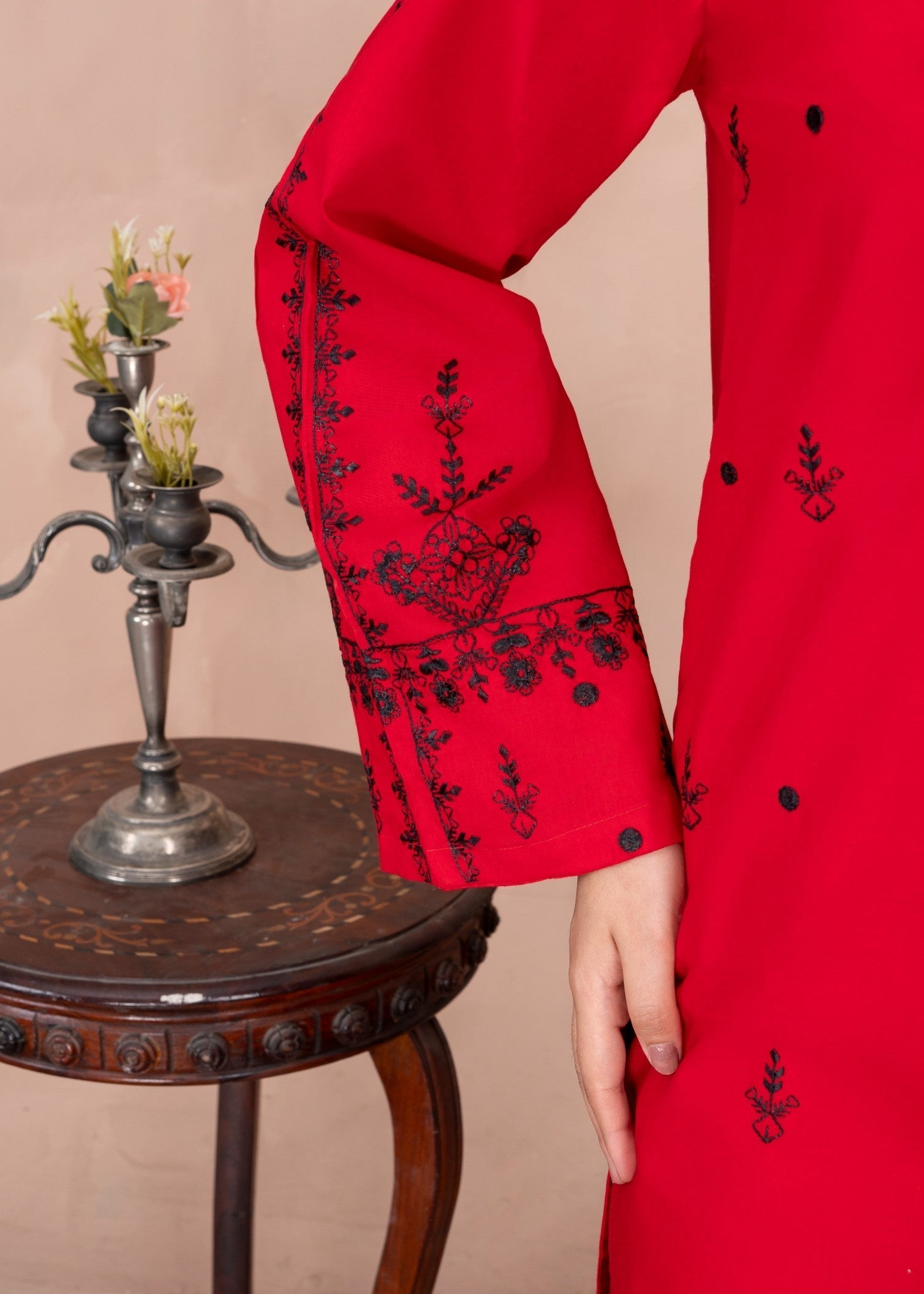 Abeera Timeless Charm – Embroidered Cotton Long Shirt Ensemble (Art No. AB 042) Women 2pcs