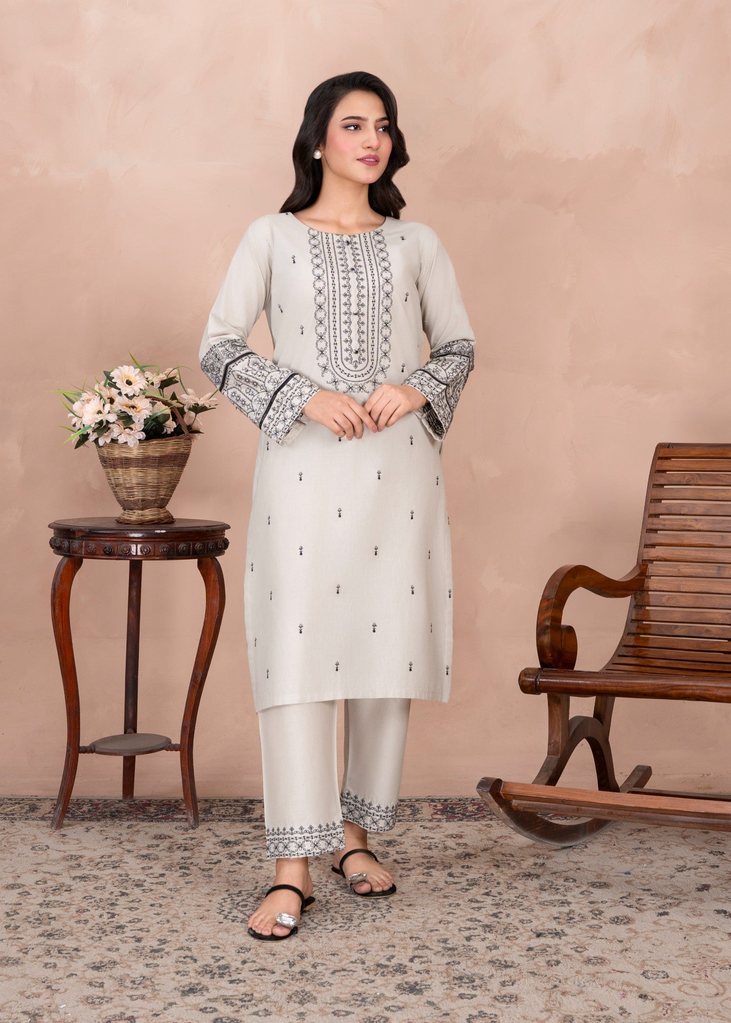 Abeera Serene Elegance – Premium Embroidered Cotton Collection (Art No. AB 043) Women 2pcs