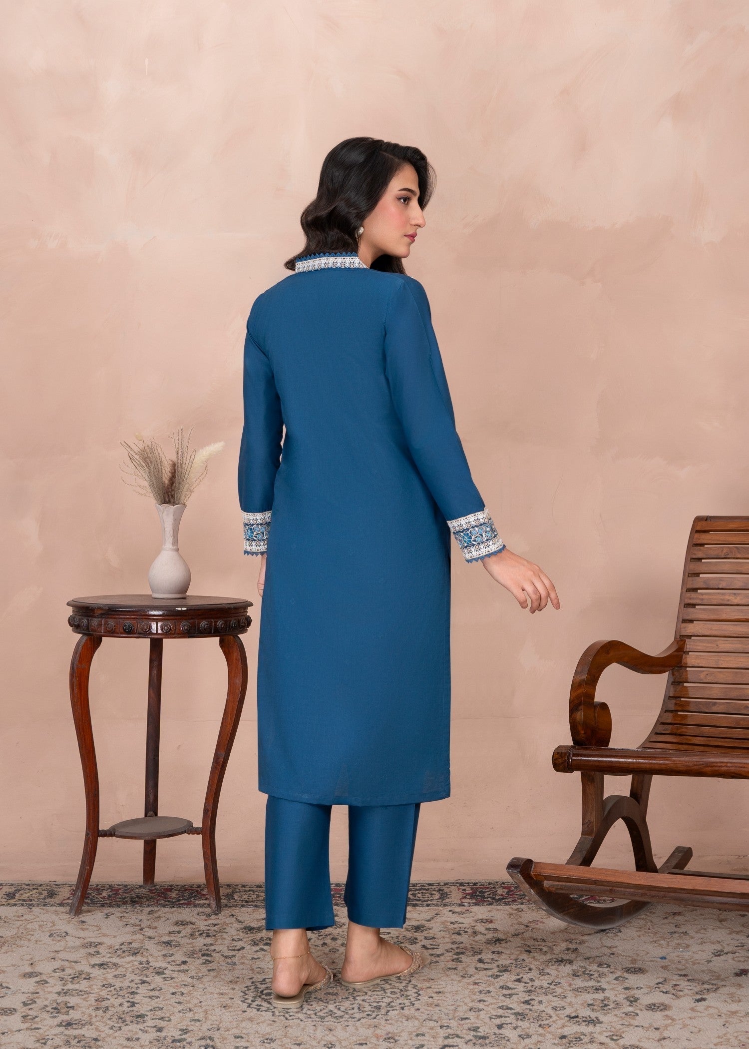 Abeera Majestic Grace – Embroidered Cotton Long Shirt Set (Art No. AB 070) Women 2pcs