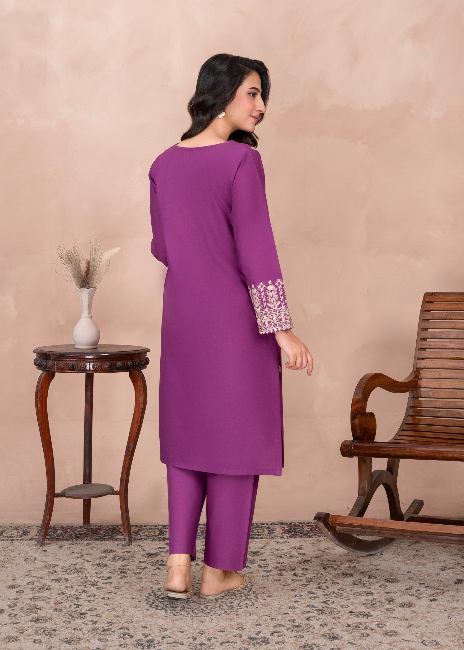 Abeera Ethereal Beauty – Embroidered Cotton Long Shirt (Art No. AB 073) Women 2pcs