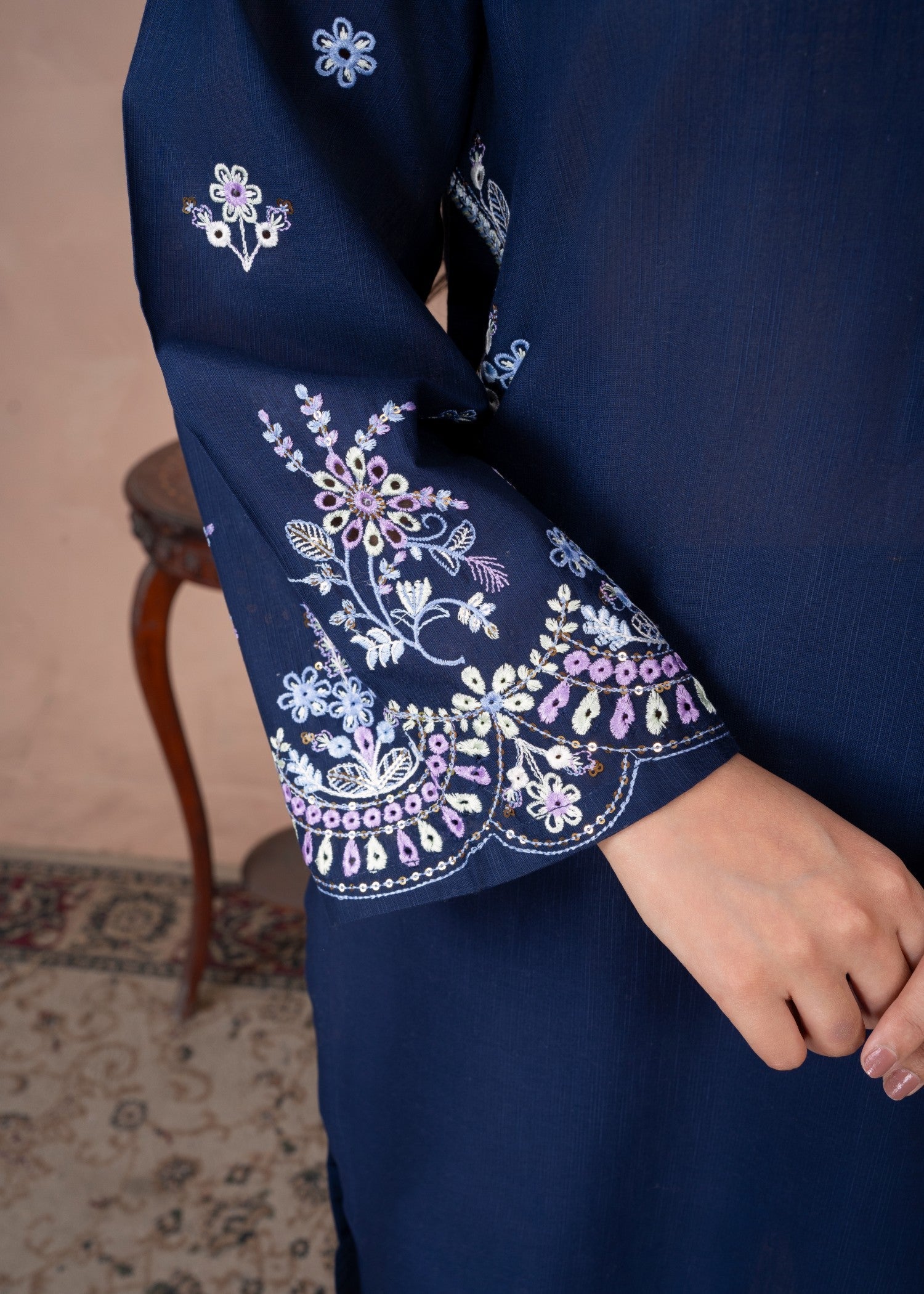 Abeera Casual Chic – Embroidered Cotton with Double Pocket Shirt (Art No. AB 074) Women 2pcs