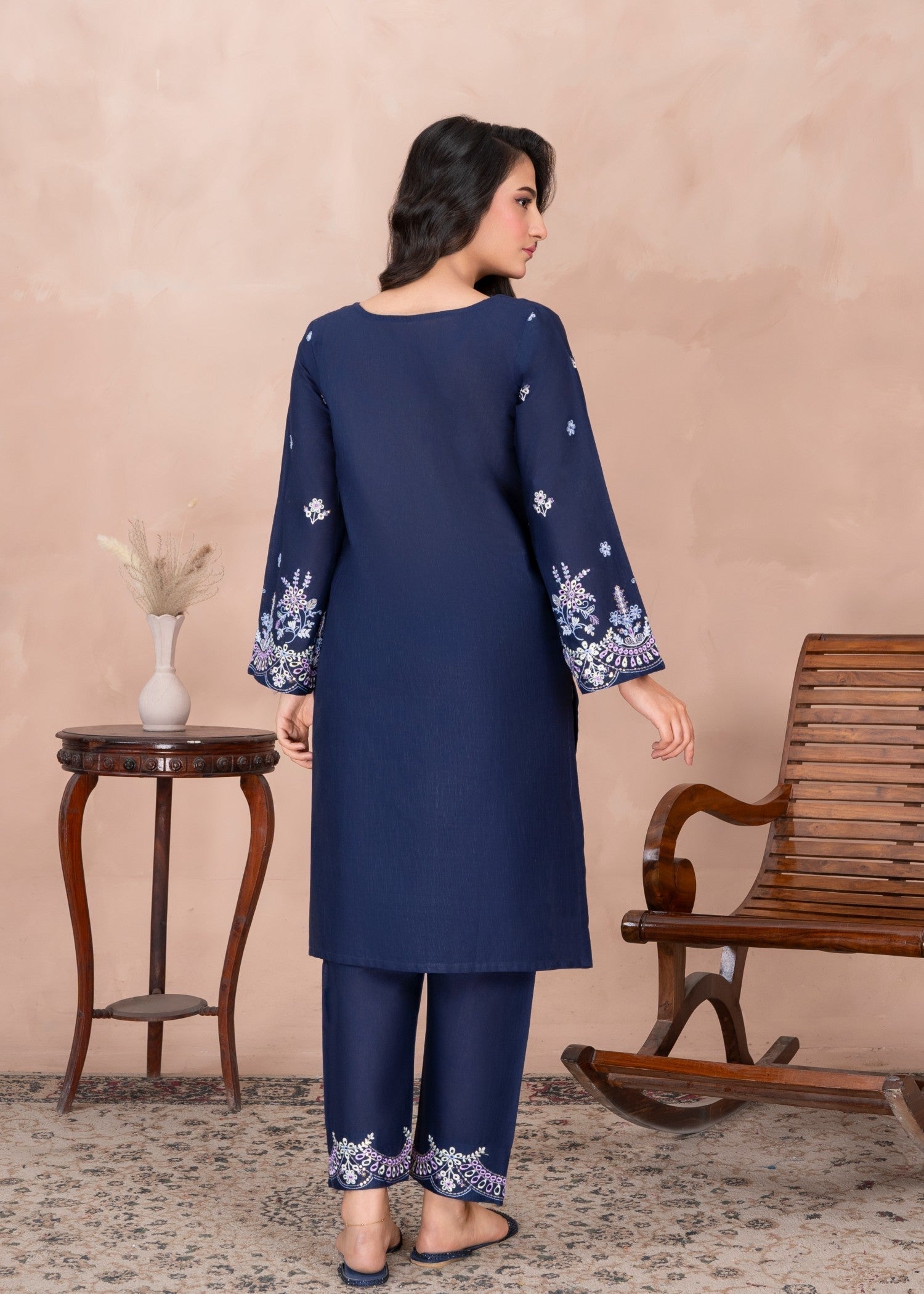 Abeera Casual Chic – Embroidered Cotton with Double Pocket Shirt (Art No. AB 074) Women 2pcs