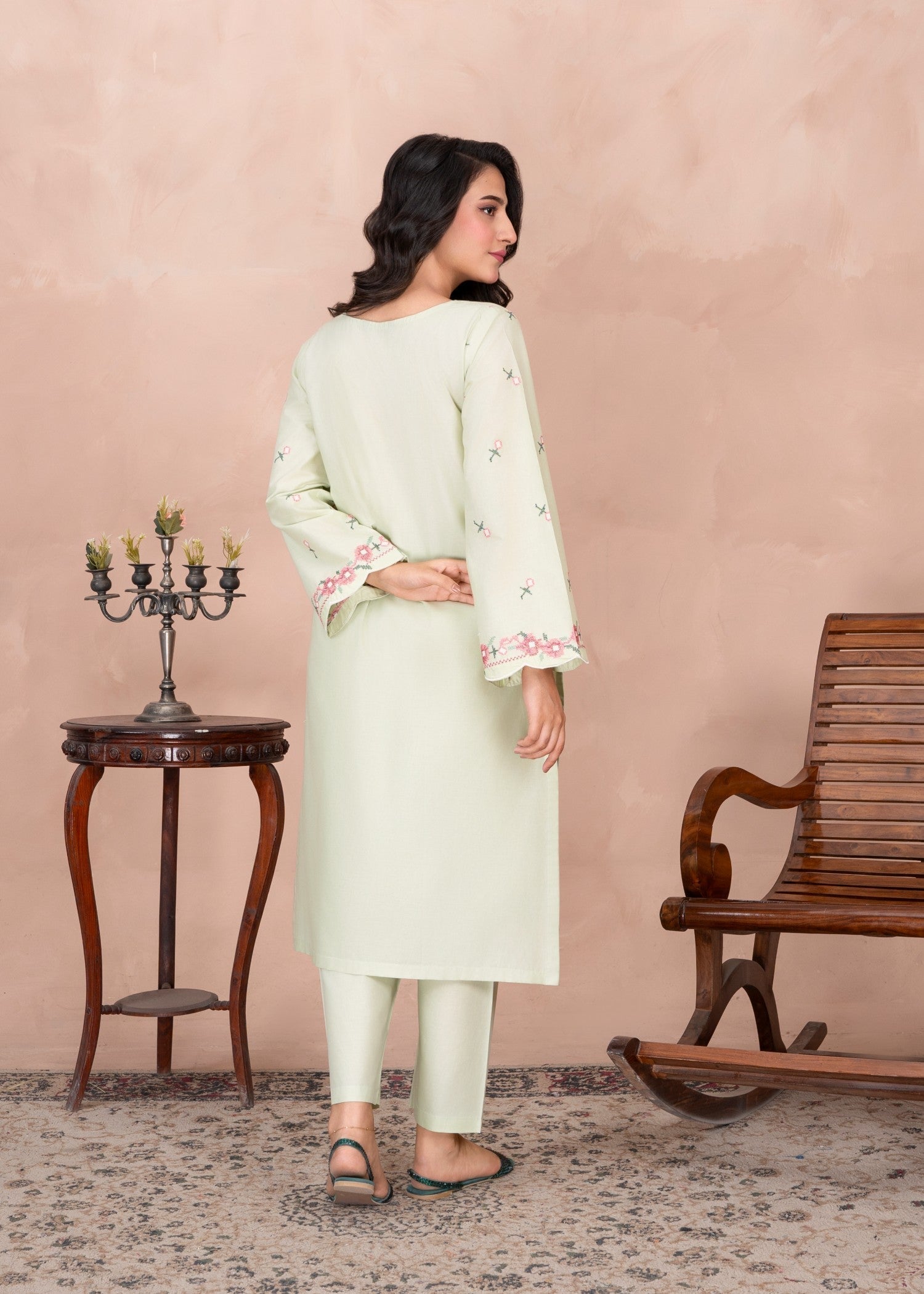 Abeera Classic Whispers – Long Shirt Embroidered Cotton (Art No. AB 084) Women 2pcs