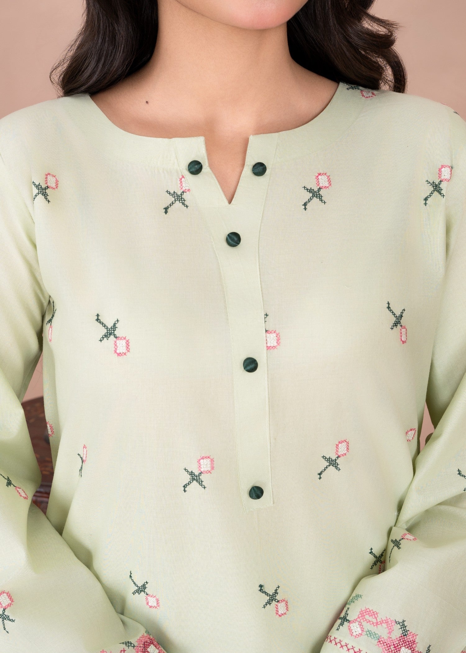 Abeera Classic Whispers – Long Shirt Embroidered Cotton (Art No. AB 084) Women 2pcs