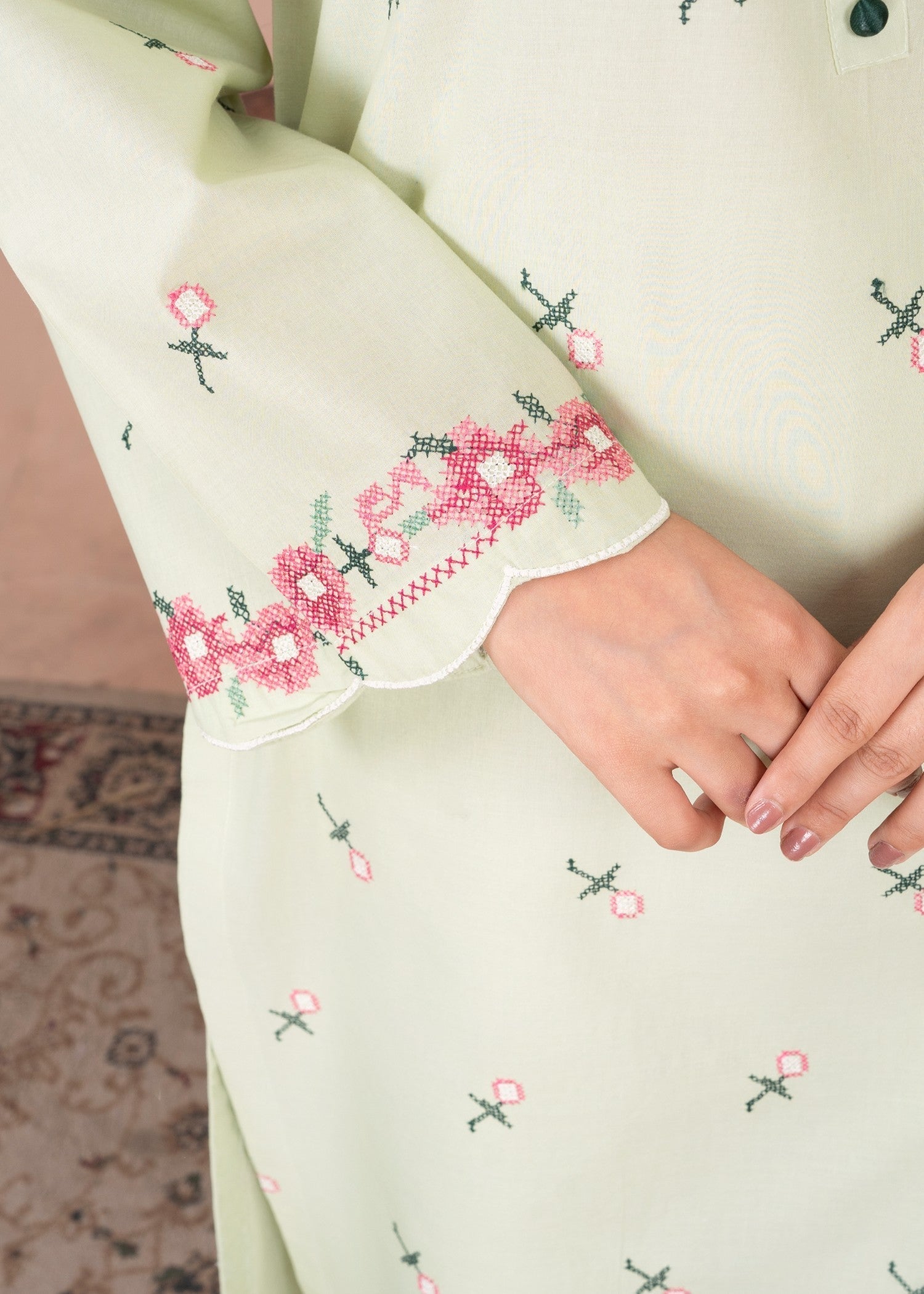 Abeera Classic Whispers – Long Shirt Embroidered Cotton (Art No. AB 084) Women 2pcs