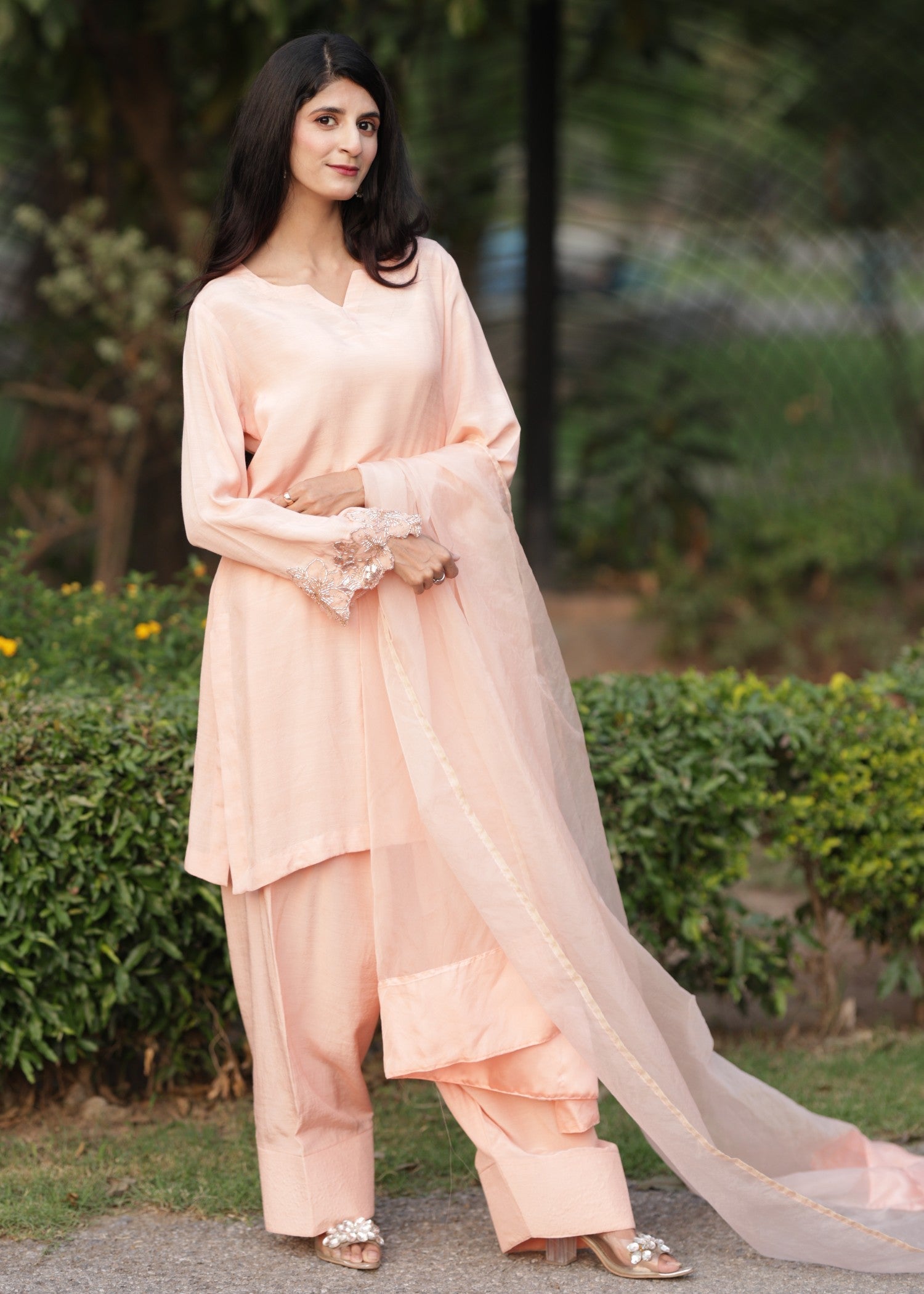 Deedazaib Peach Farshi Shalwar Women 3pcs