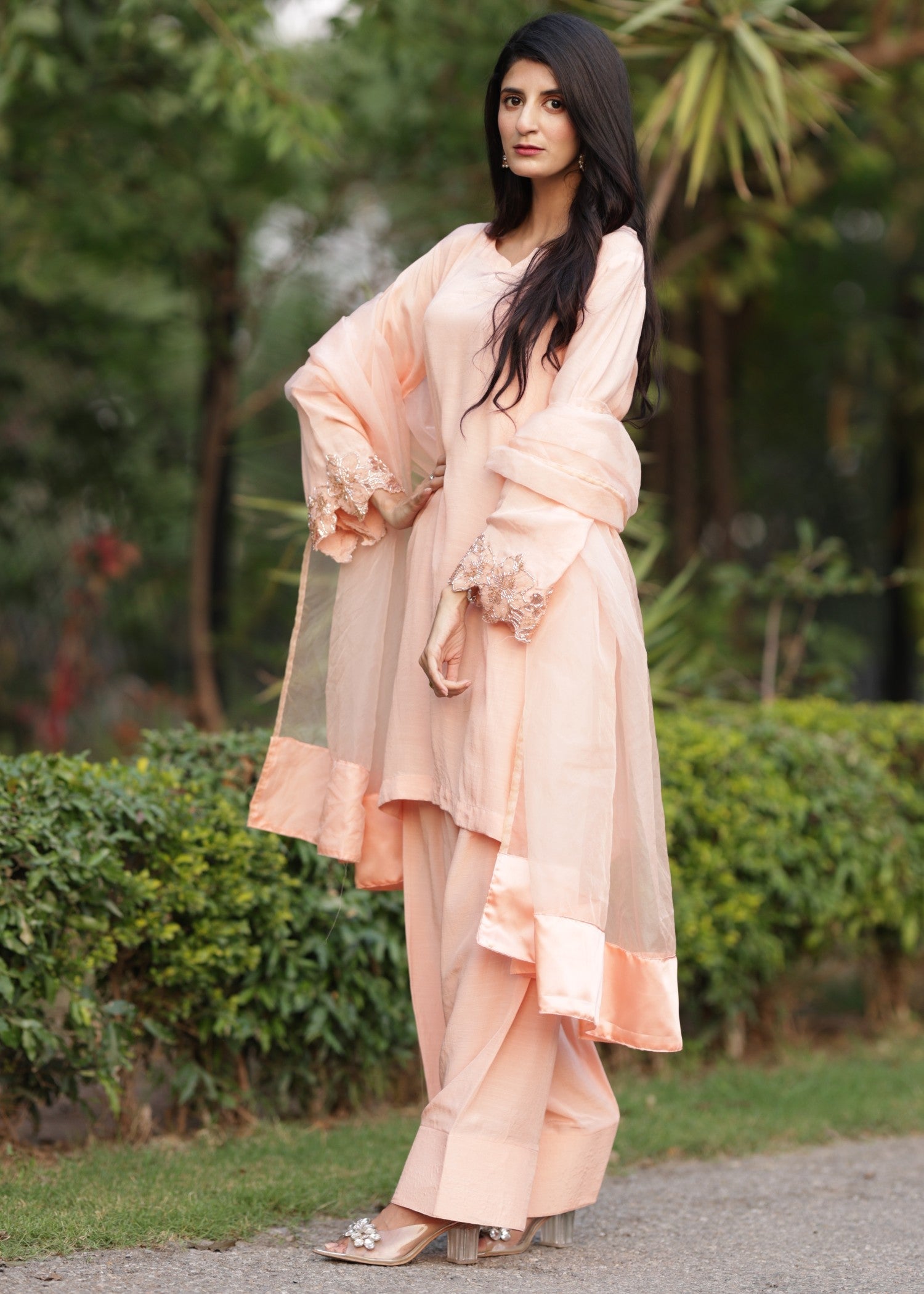 Deedazaib Peach Farshi Shalwar Women 3pcs