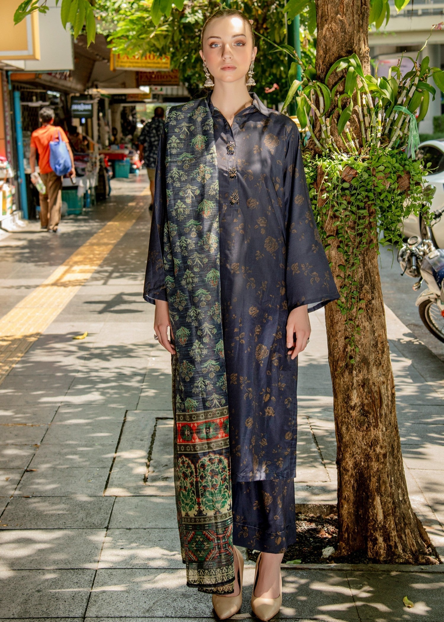 By-East Lawn Suit Printed (BLU) Women 3pcs
