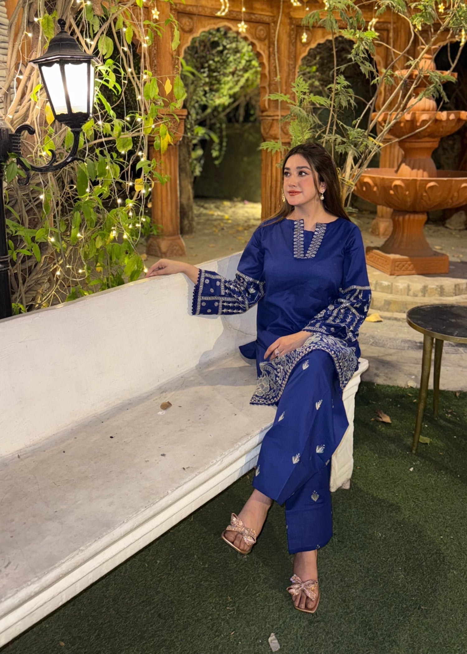 The Turkish Wear Royal Blue Farshi Shalwar Suit Women 2pcs