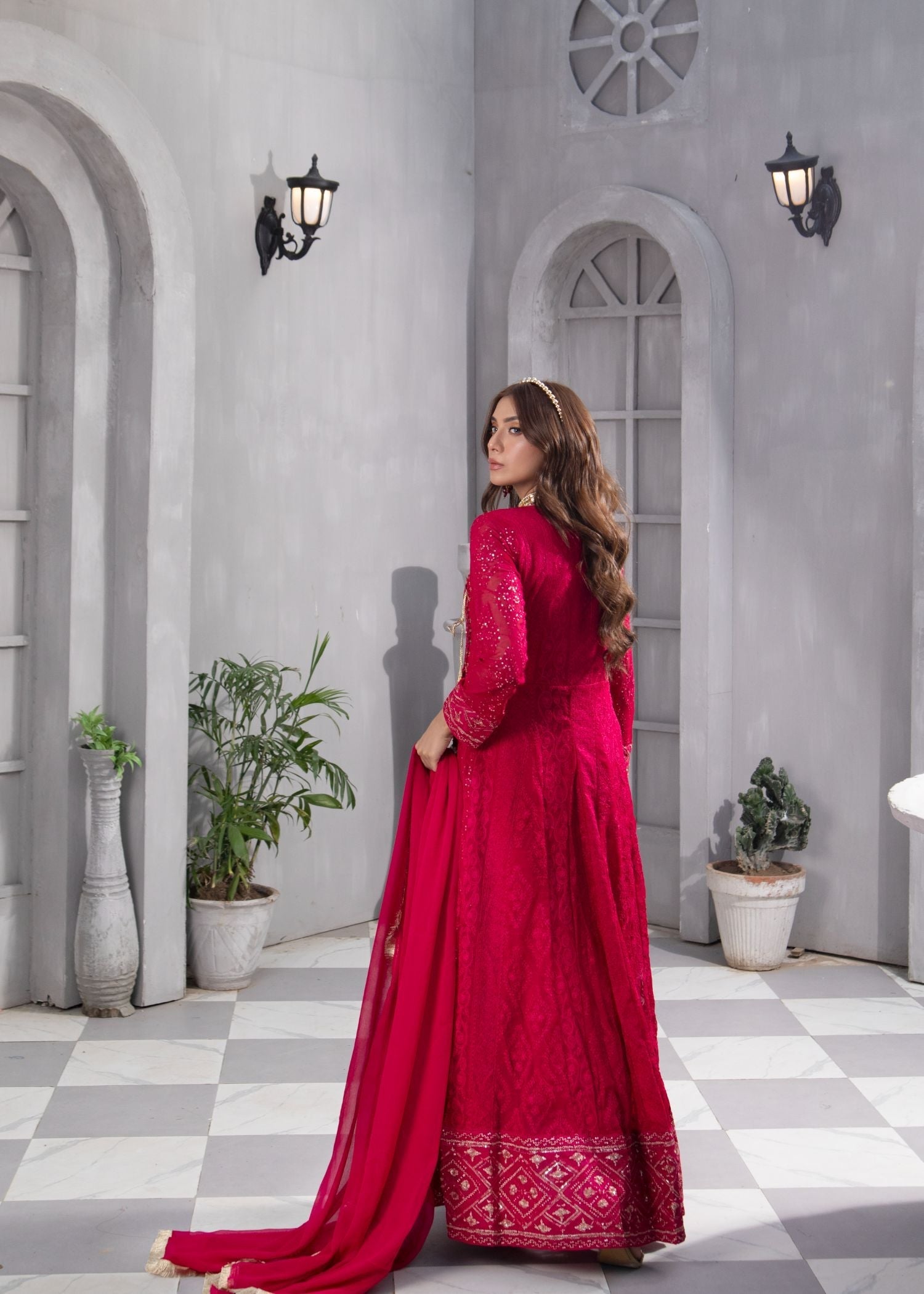 Manahils Angrakha 099 SHOCKING PINK Women 3pcs