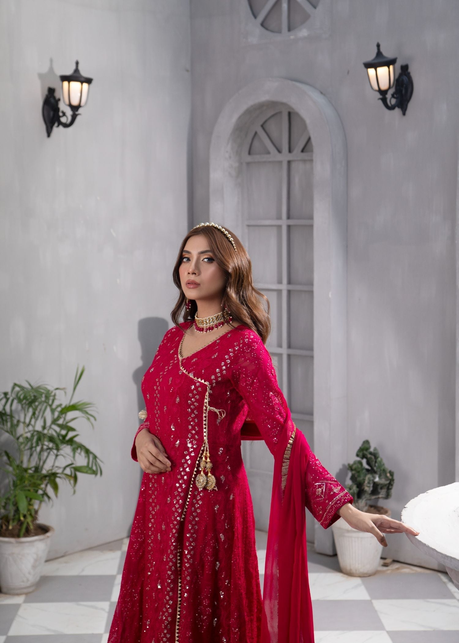 Manahils Angrakha 099 SHOCKING PINK Women 3pcs