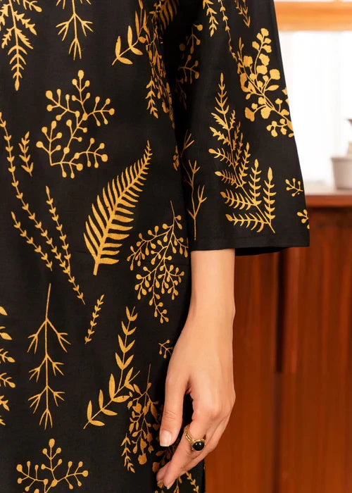 Gulposh Floral Leaf (Stitched ) Black Women 2pcs