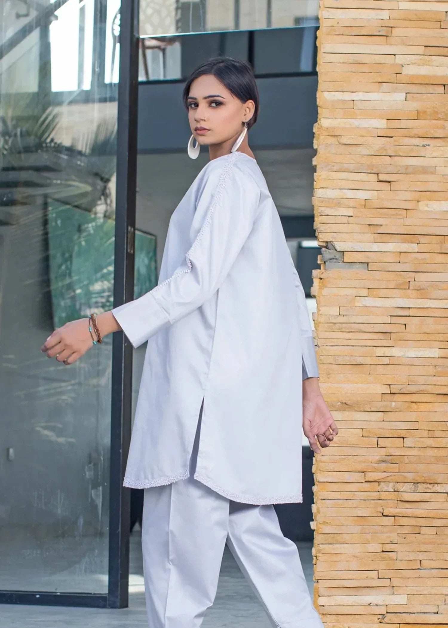 Urban Cut Cotton Satin Embellished Co Ord Set Women 2pcs