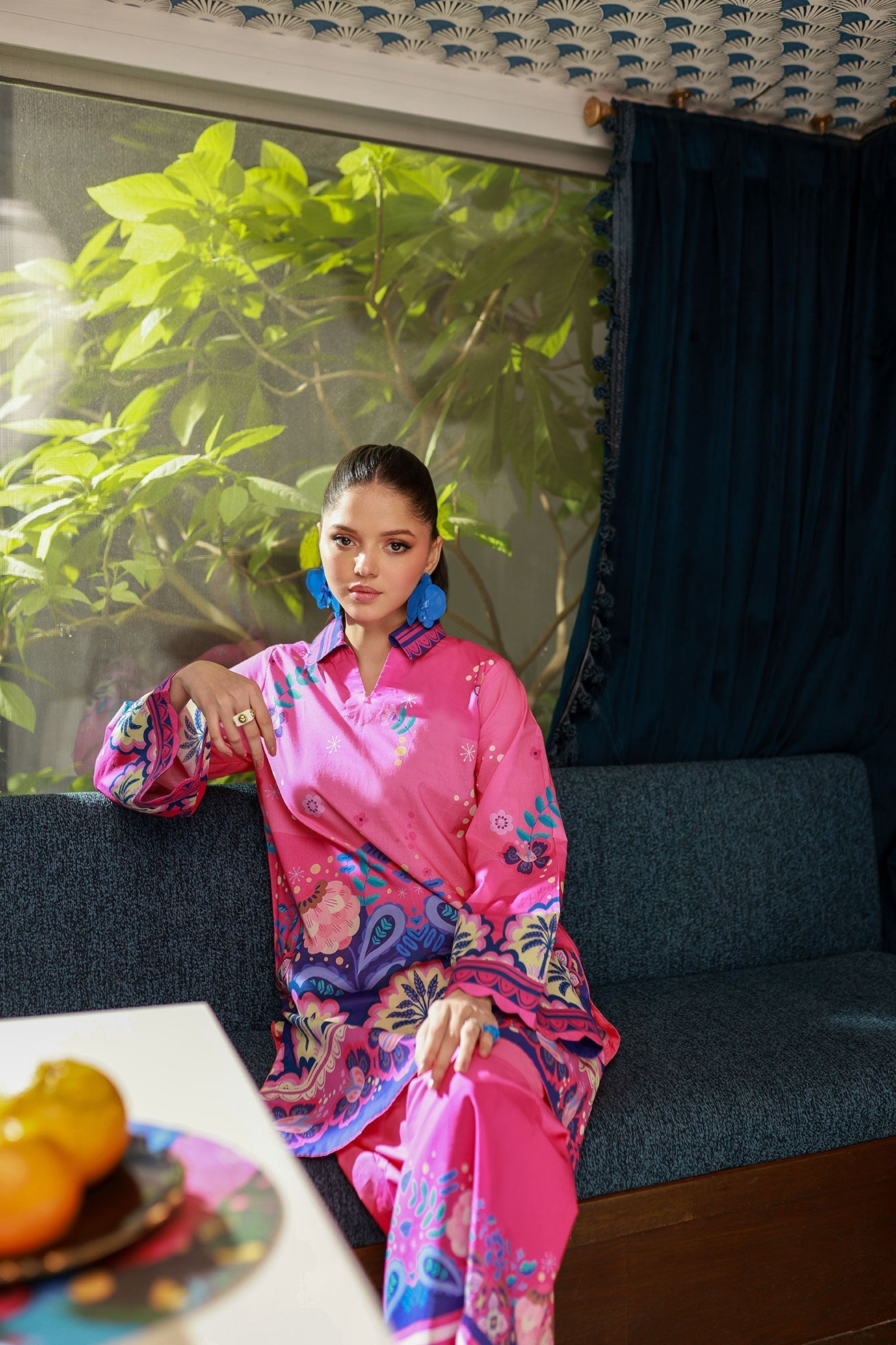 Dhanak SS24DC 2527 PINK LAWN PRINTED KURTA WITH TROUSER Women 2pcs