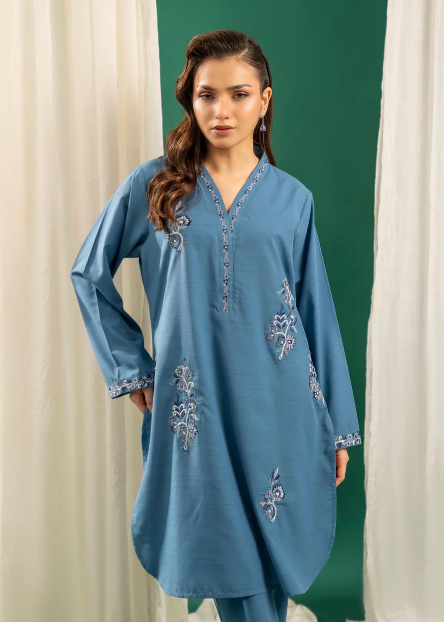 Zouj BLUE EMBROIDERED SET Women 2pcs