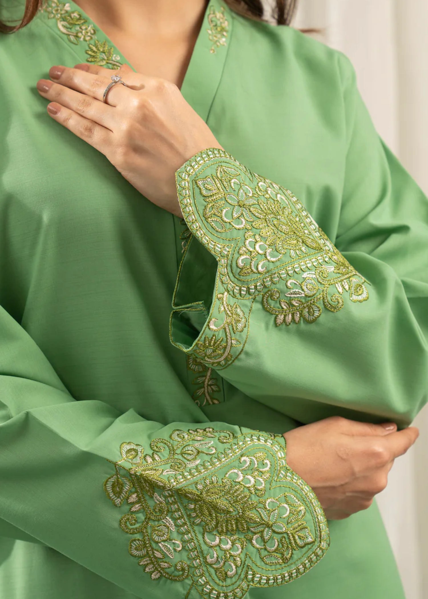 Zouj GREEN EMBROIDERED SET Women 2pcs