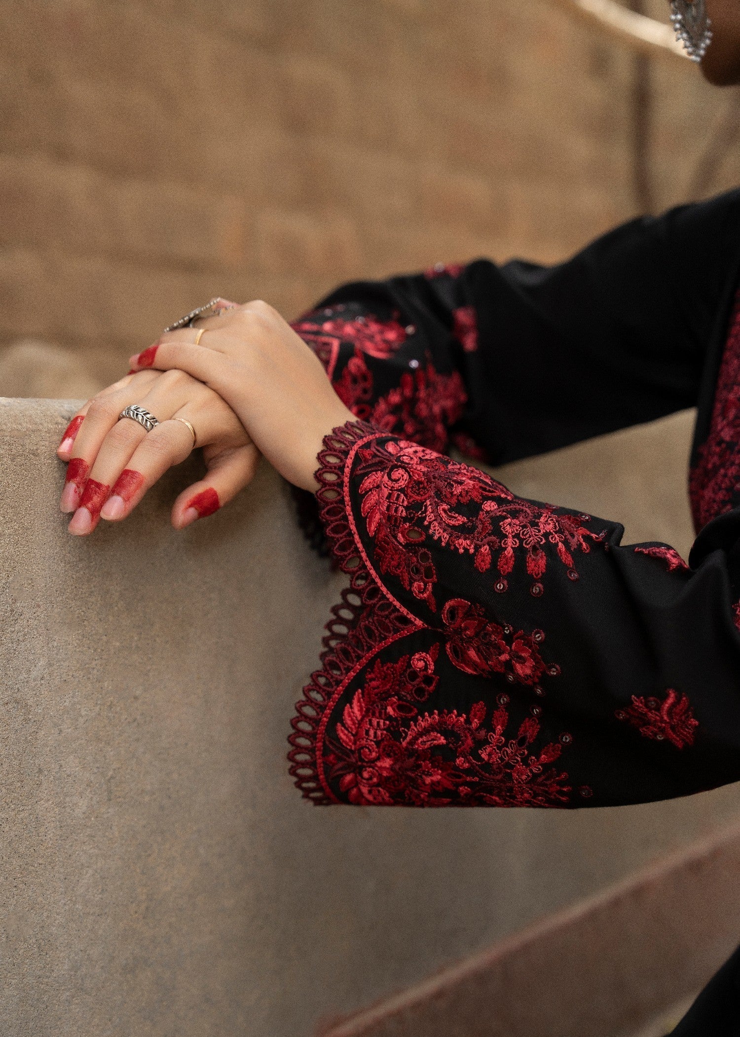 Casual Lite Cotton Emb Suit 04 Women 3pcs