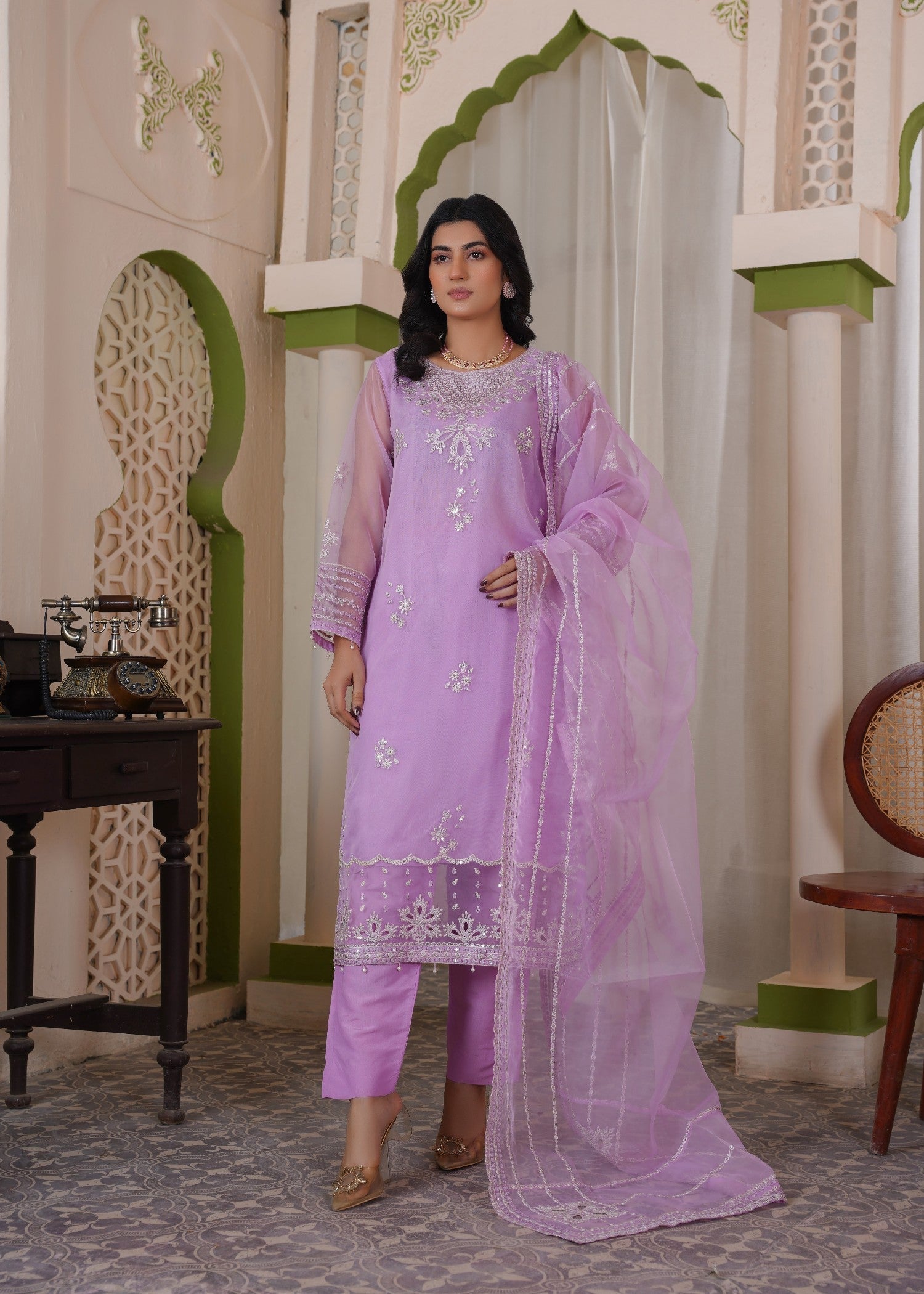 Zaren 4158 ORG PRP Women 3pcs