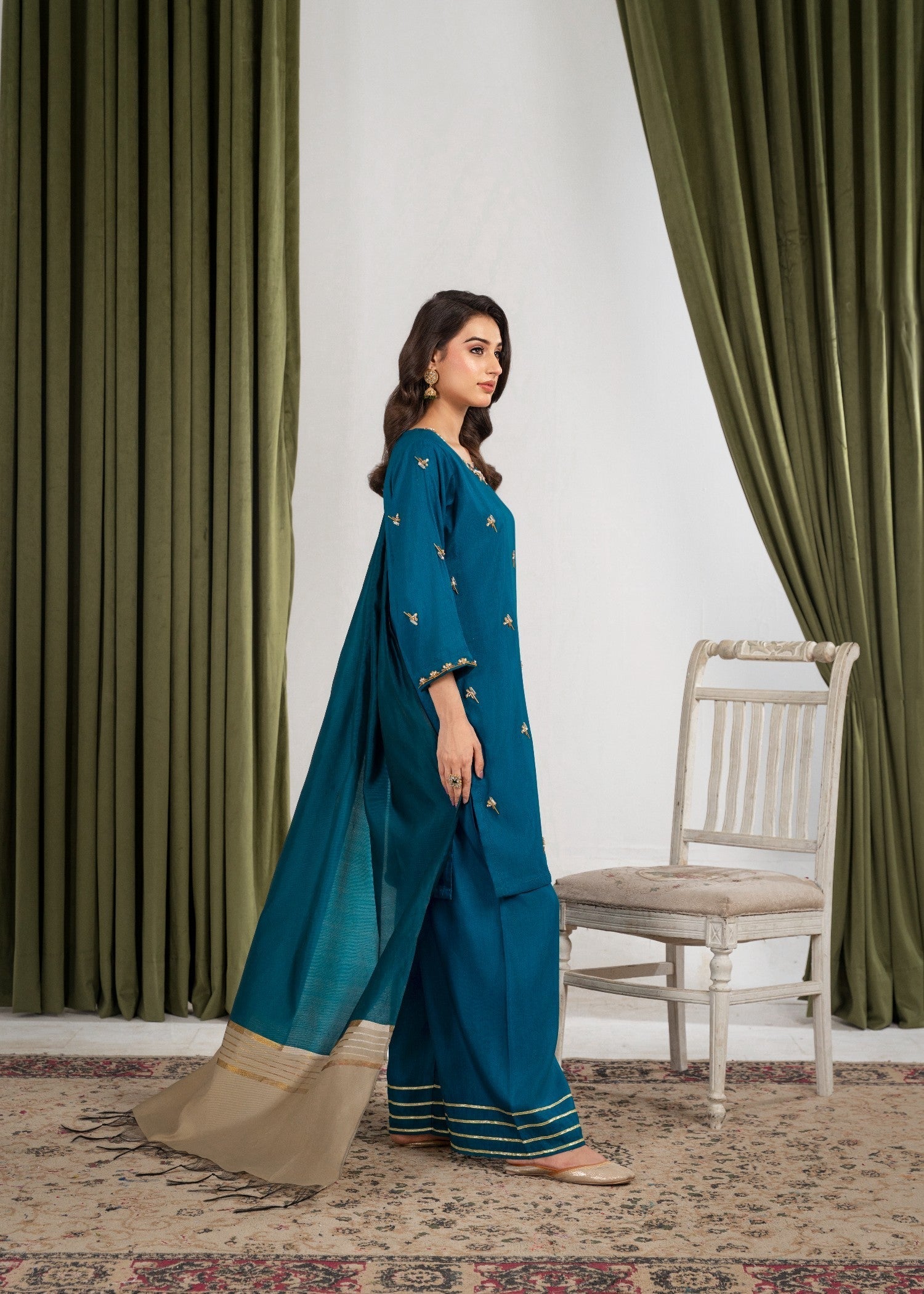 Hkb Officials IZEL 2 Raw Silk Zinc Blue Women 3pcs