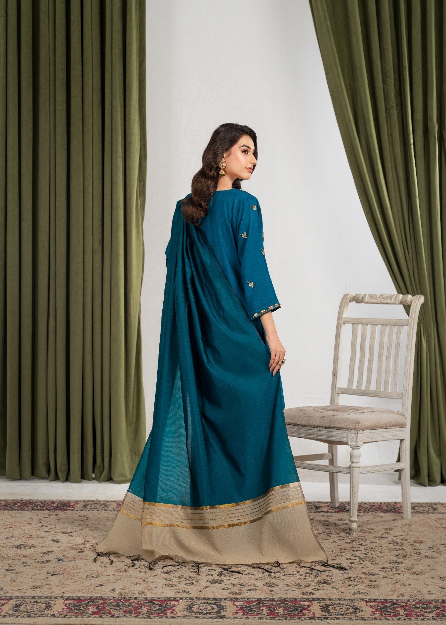 Hkb Officials IZEL 2 Raw Silk Zinc Blue Women 3pcs