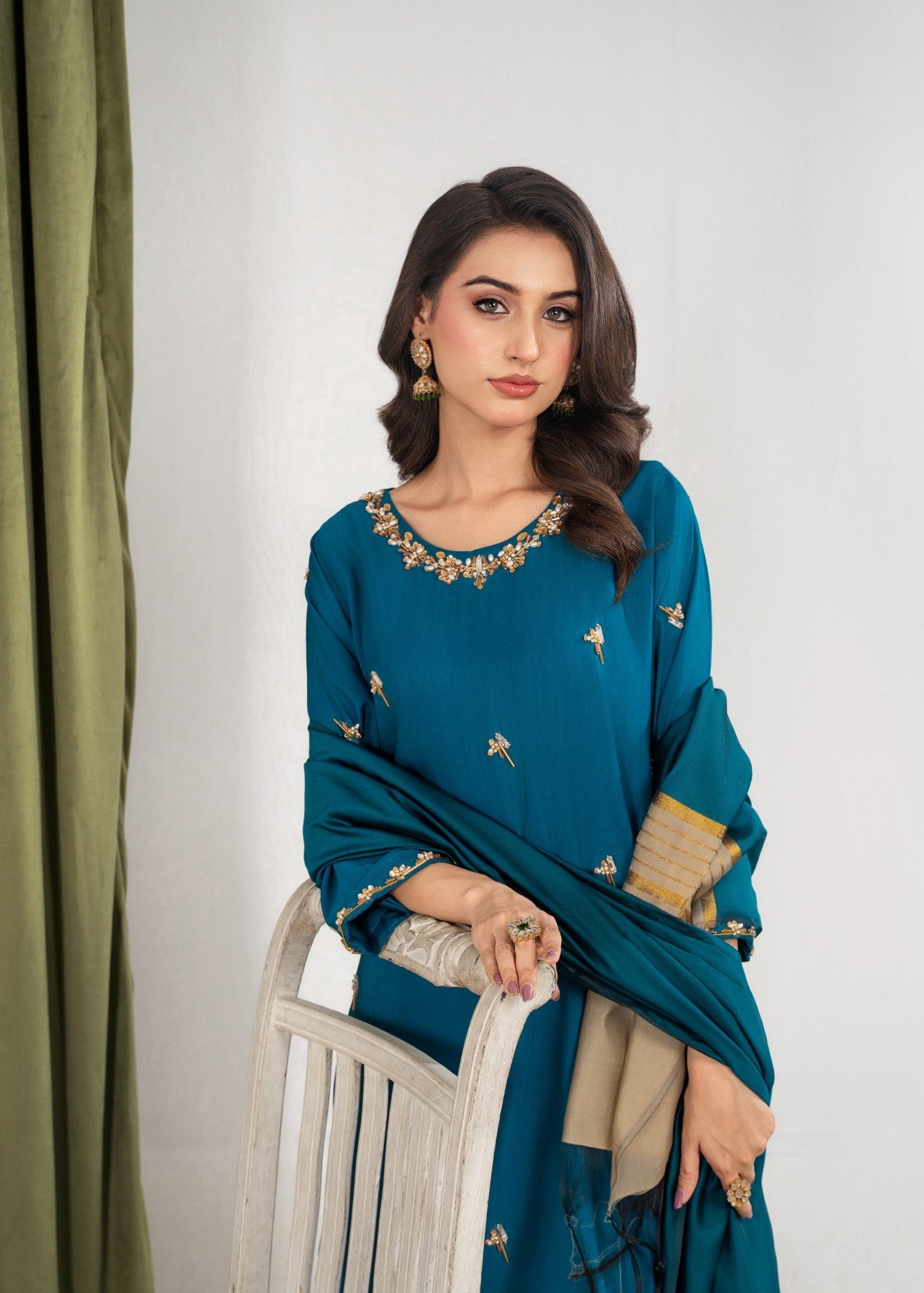 Hkb Officials IZEL 2 Raw Silk Zinc Blue Women 3pcs