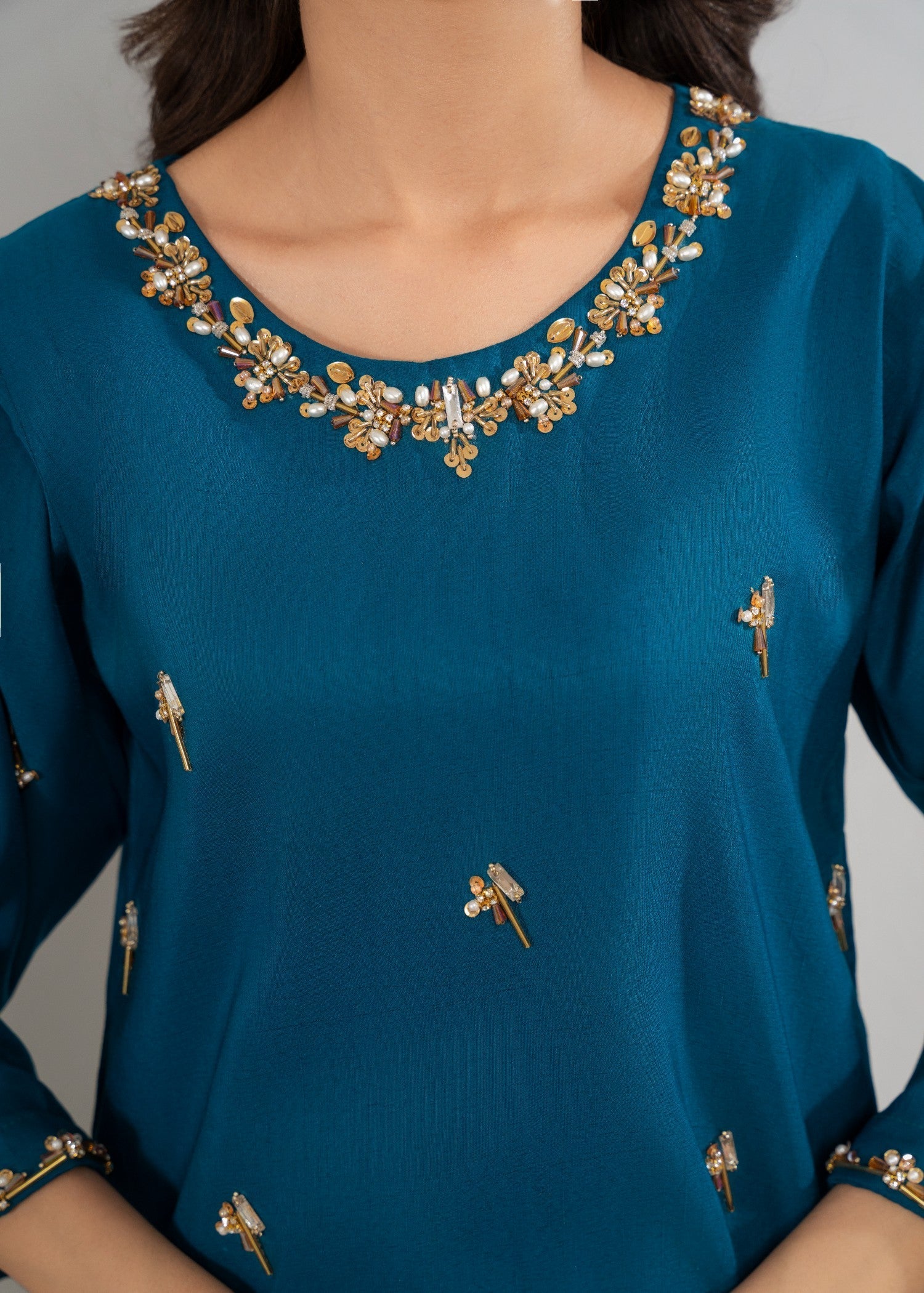 Hkb Officials IZEL 2 Raw Silk Zinc Blue Women 3pcs