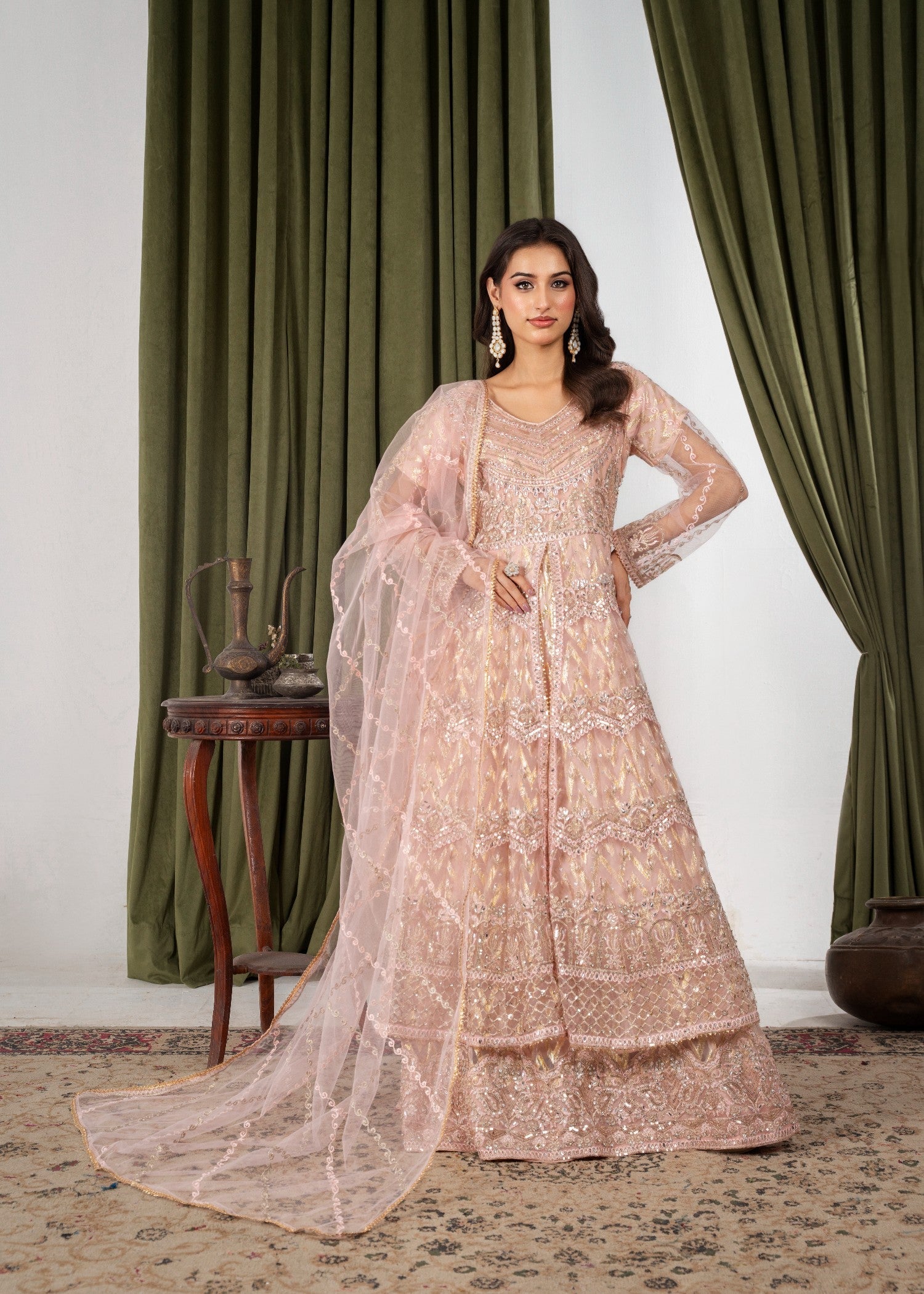 Hkb Officials Ayleen Double Frill Peach Maxi Women 2pcs