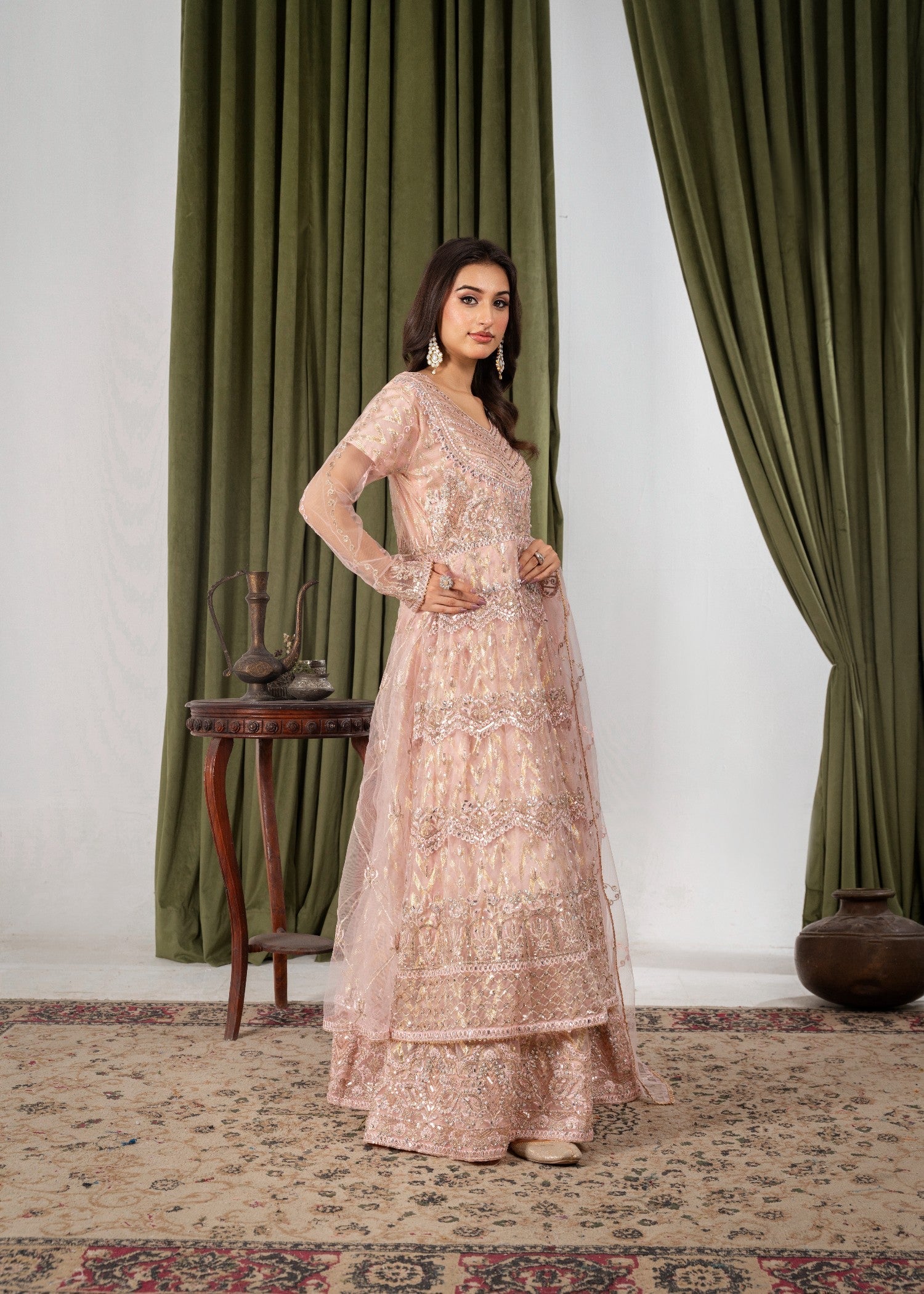 Hkb Officials Ayleen Double Frill Peach Maxi Women 2pcs