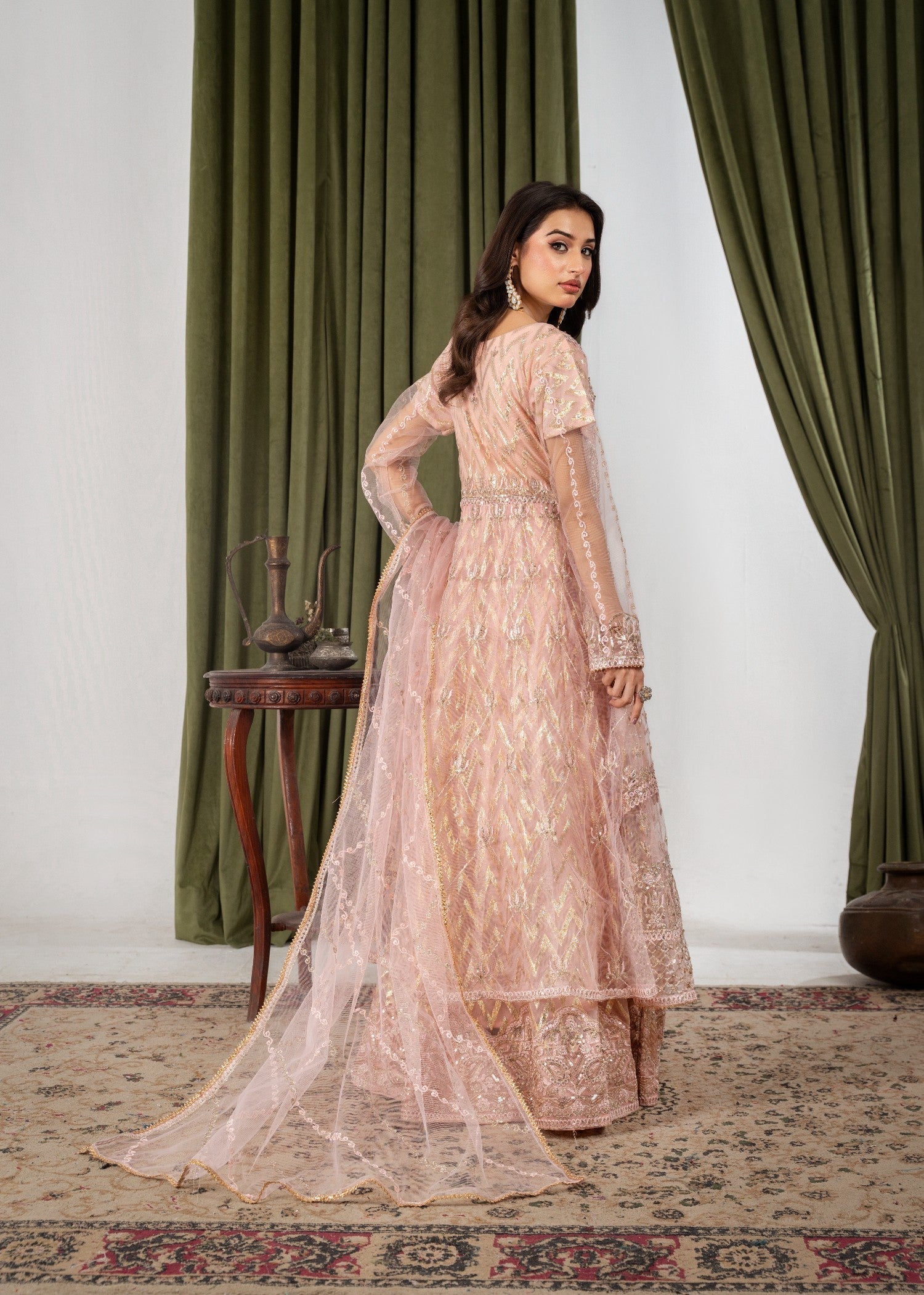 Hkb Officials Ayleen Double Frill Peach Maxi Women 2pcs