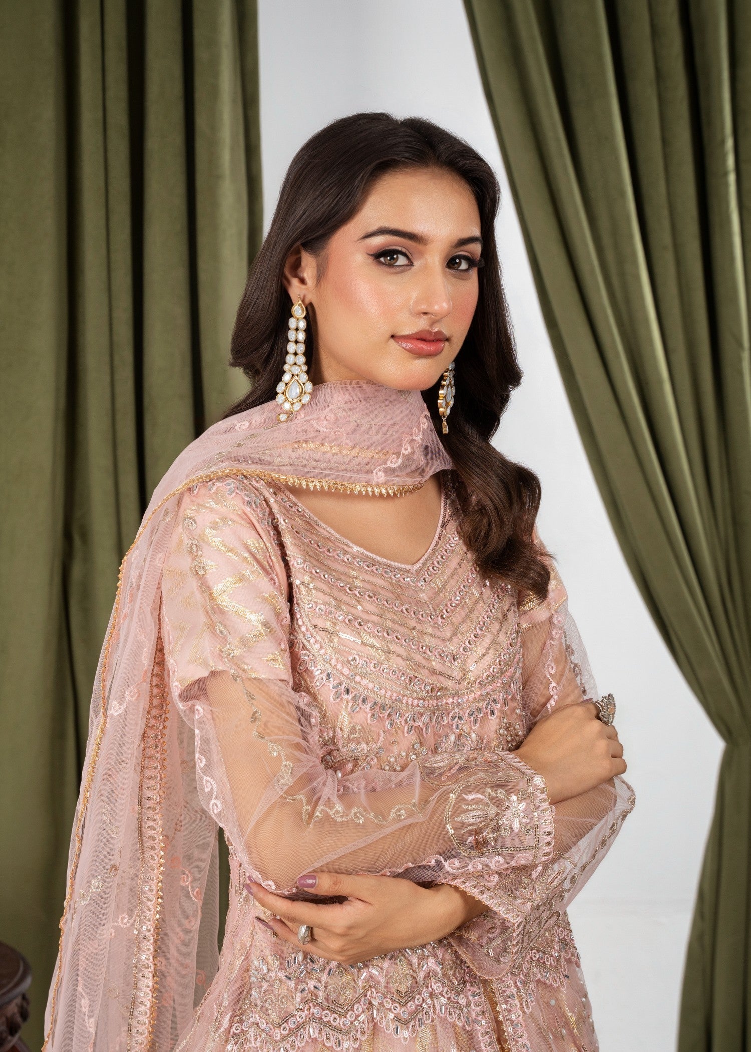 Hkb Officials Ayleen Double Frill Peach Maxi Women 2pcs