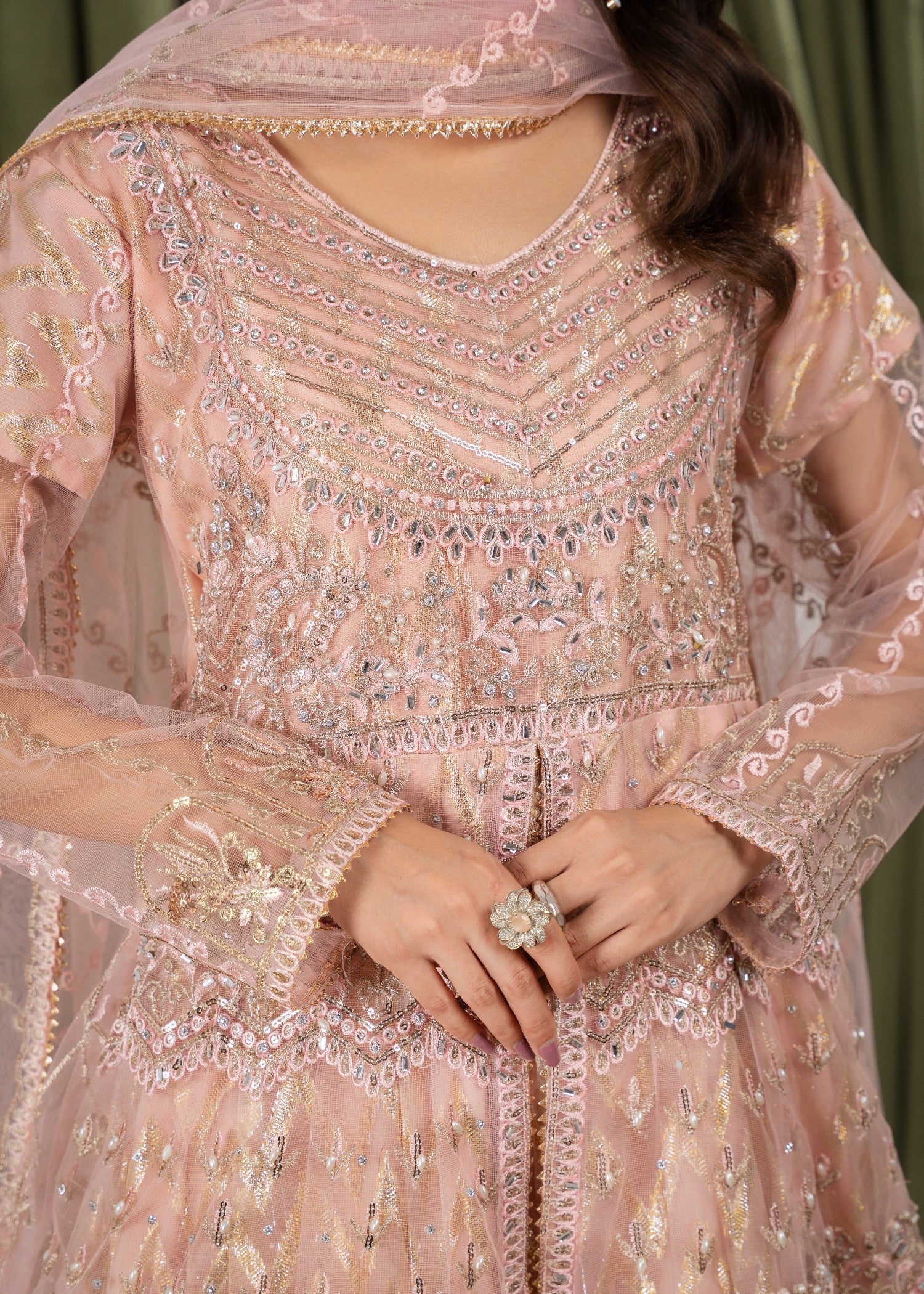 Hkb Officials Ayleen Double Frill Peach Maxi Women 2pcs