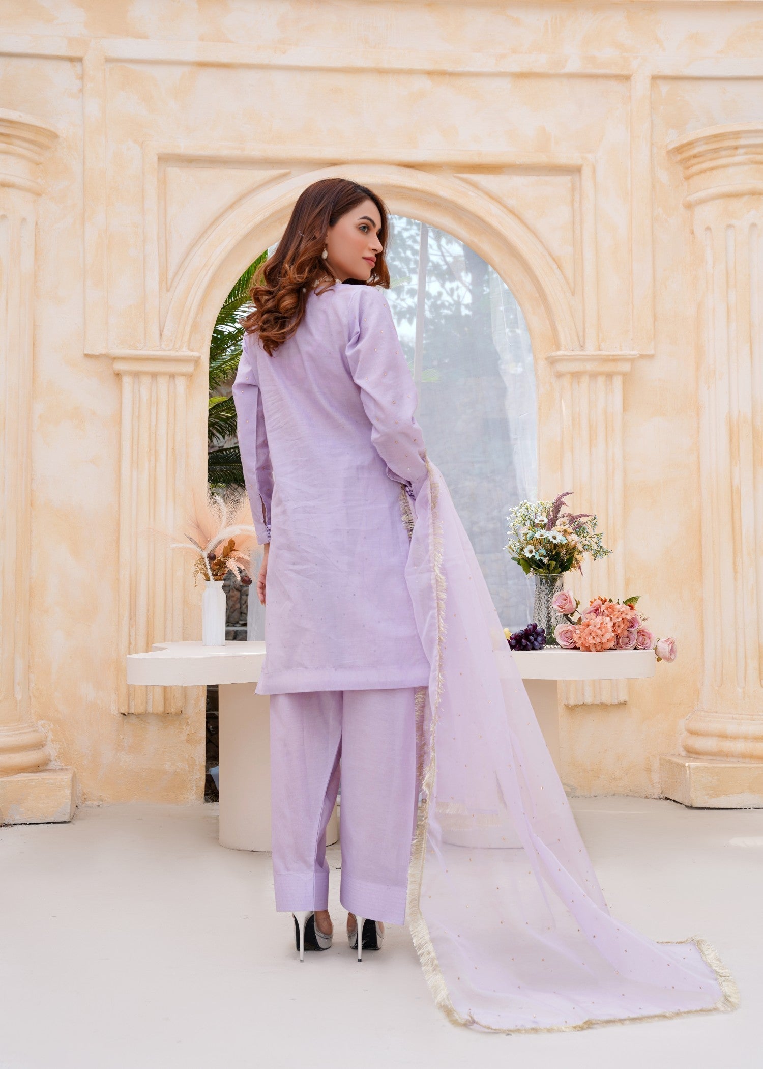 Kashaf Lilac Farshi shalwar Cotton silk Women 3pcs
