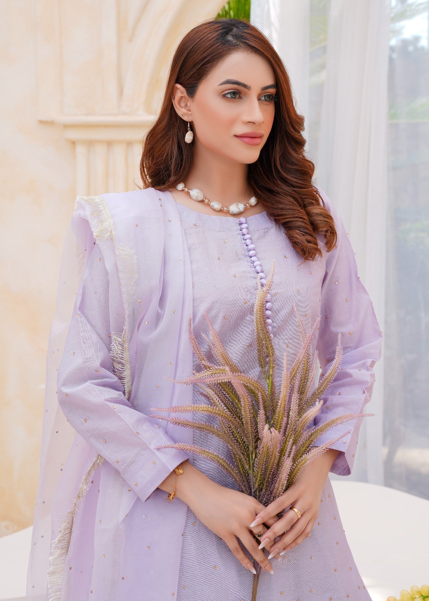 Kashaf Lilac Farshi shalwar Cotton silk Women 3pcs